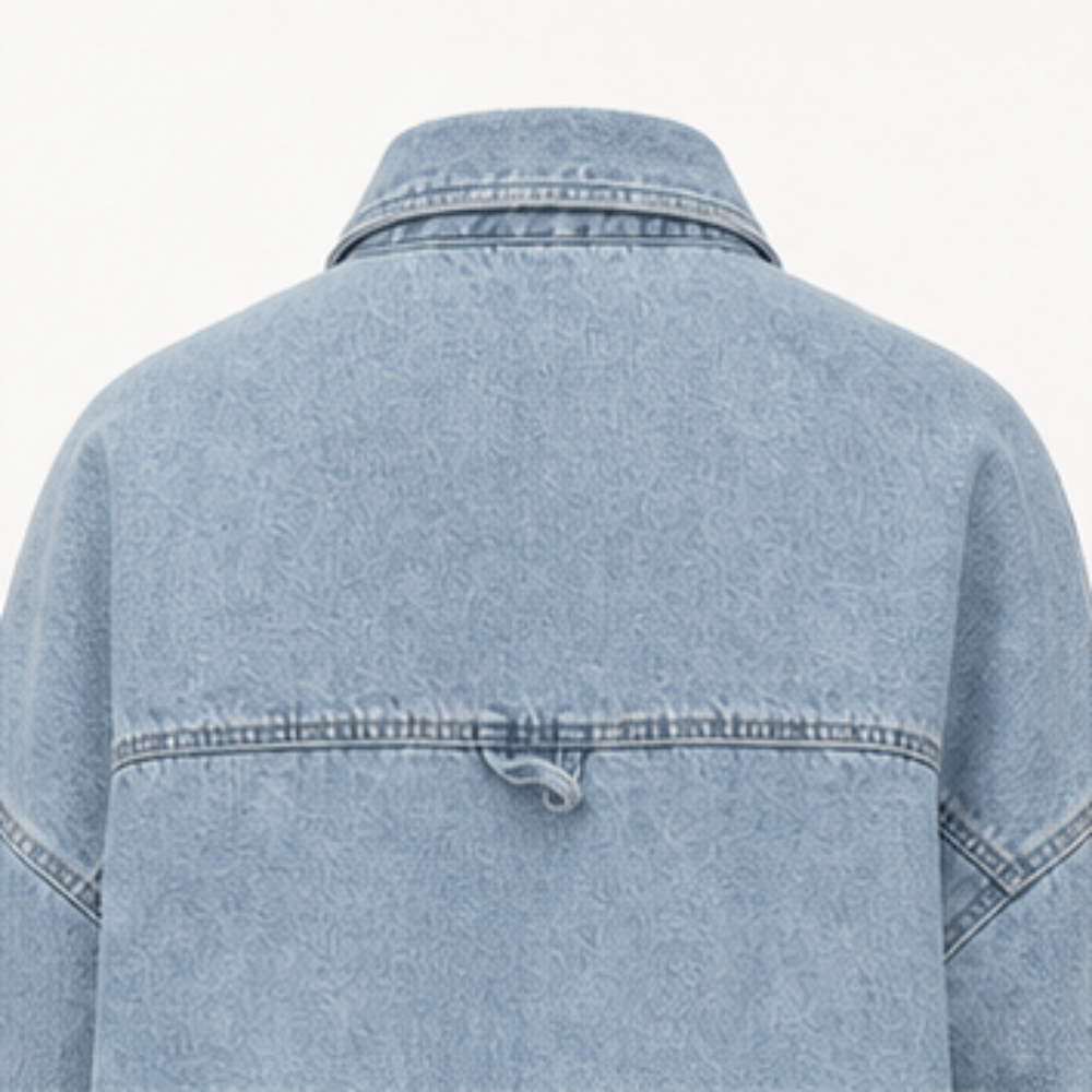 IdyllVie Washed Snap Button Denim Shacket
