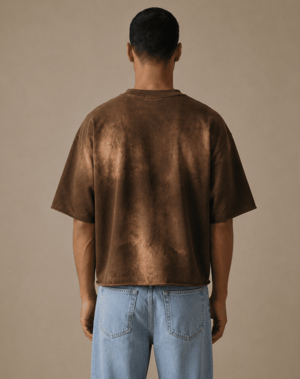 T-shirt court délavé bleu