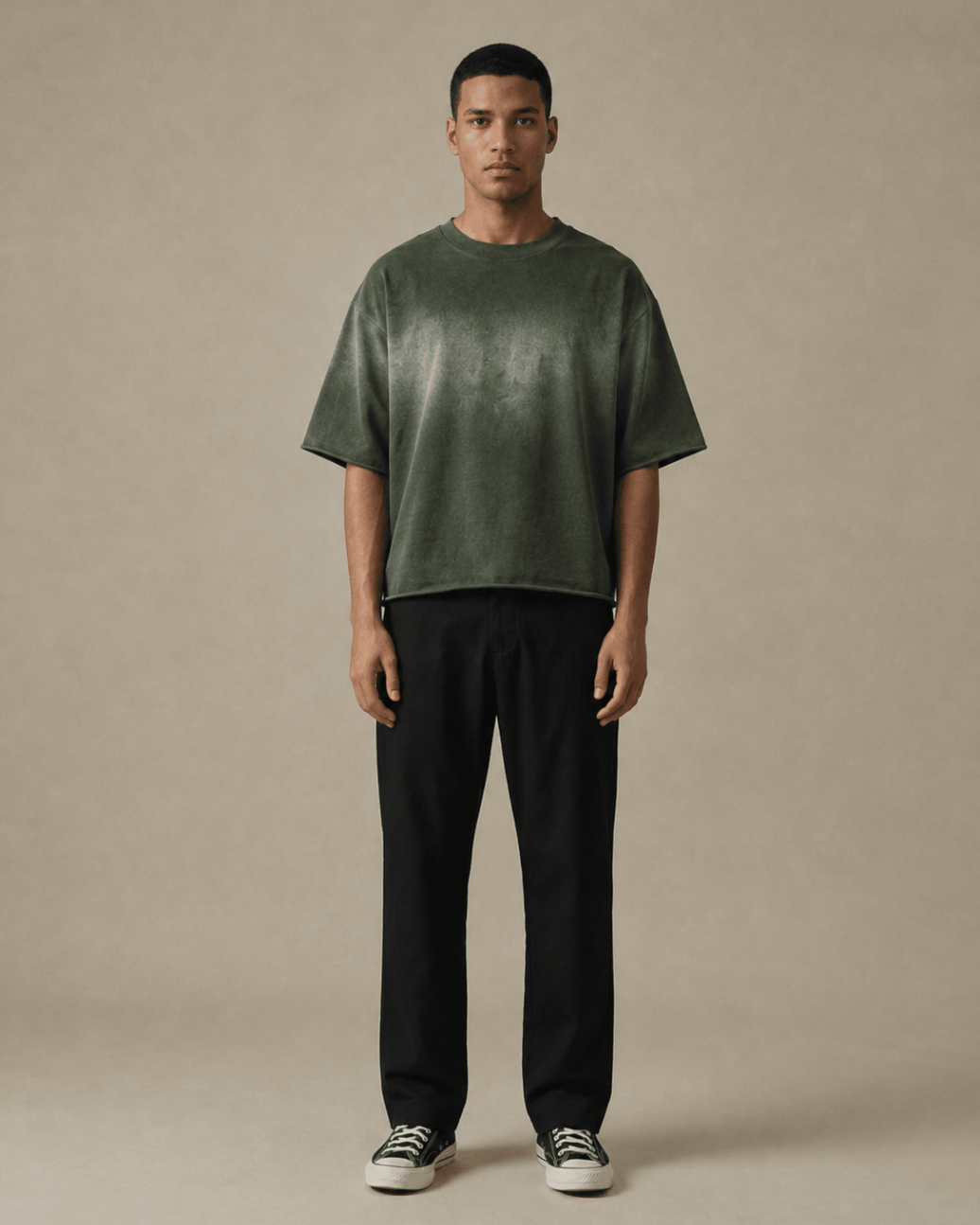 T-shirt court gris anthracite délavé