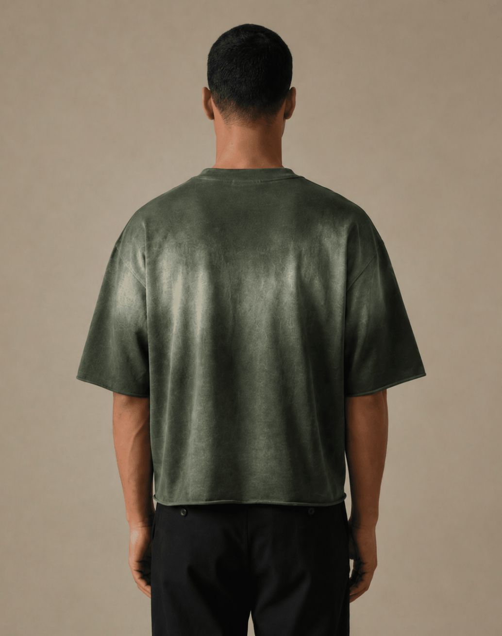T-shirt court gris anthracite délavé