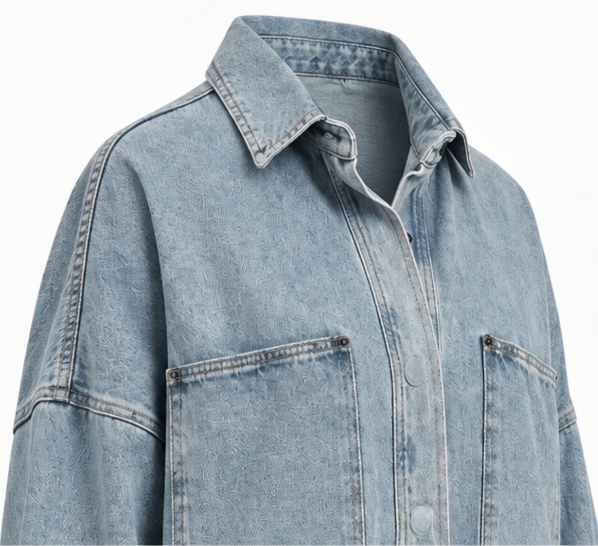 Surchemise en jean lavé à boutons-pression IdyllVie