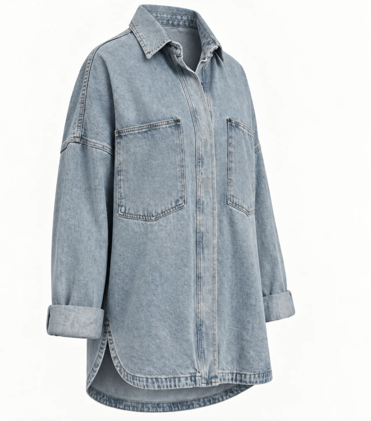 Surchemise en jean lavé à boutons-pression IdyllVie