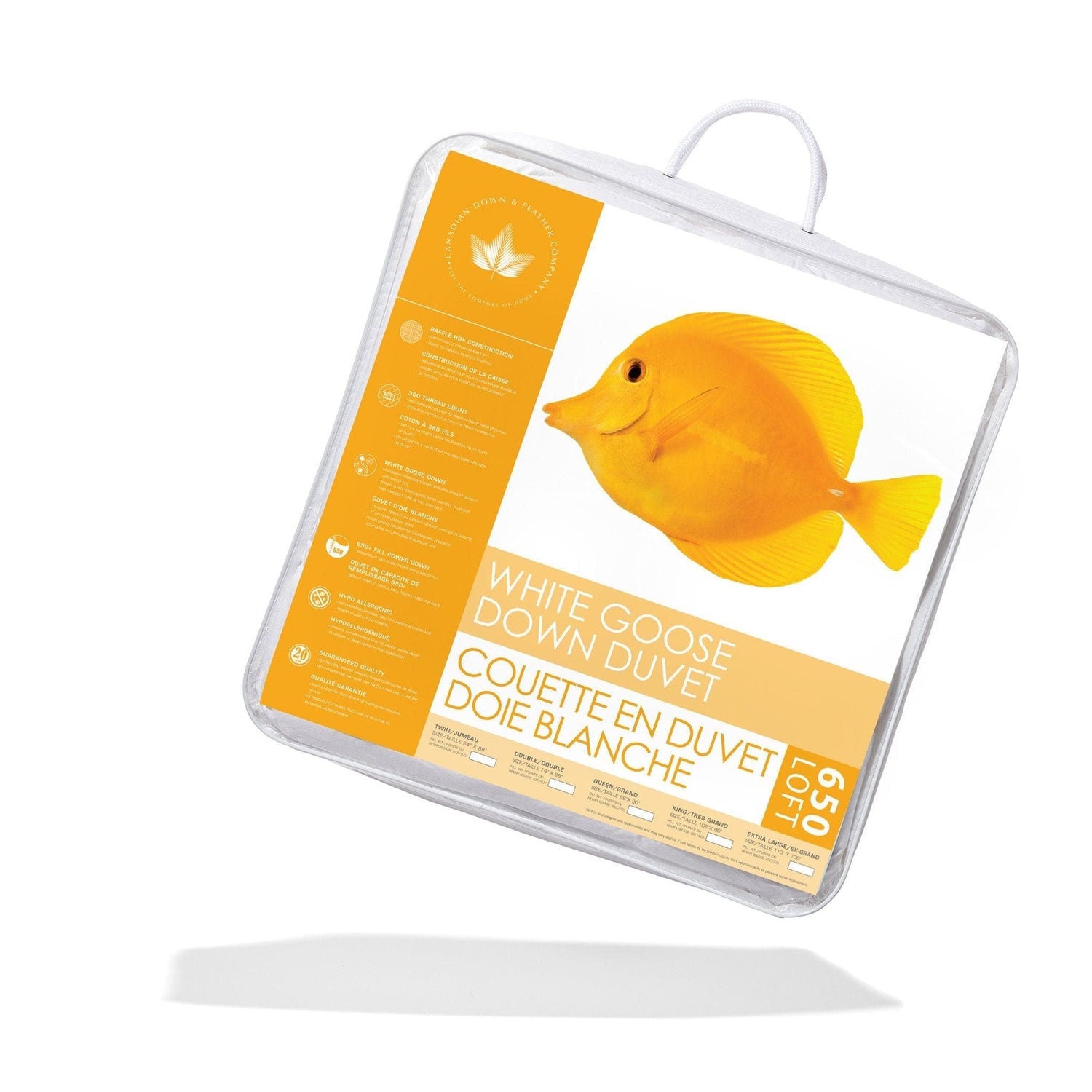 Couette en duvet d'oie blanc 650 Loft