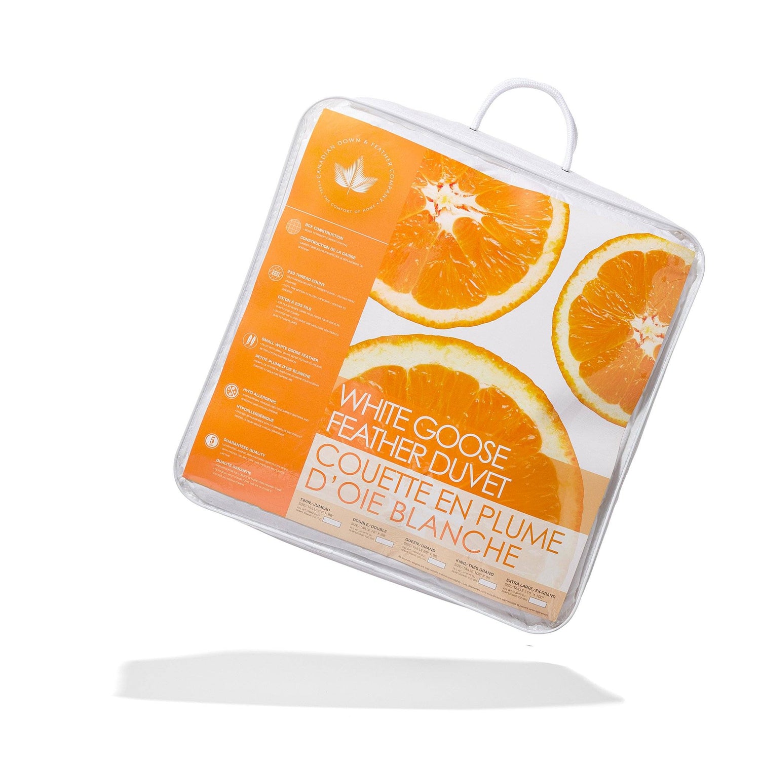 Couette en plumes d'oie blanche