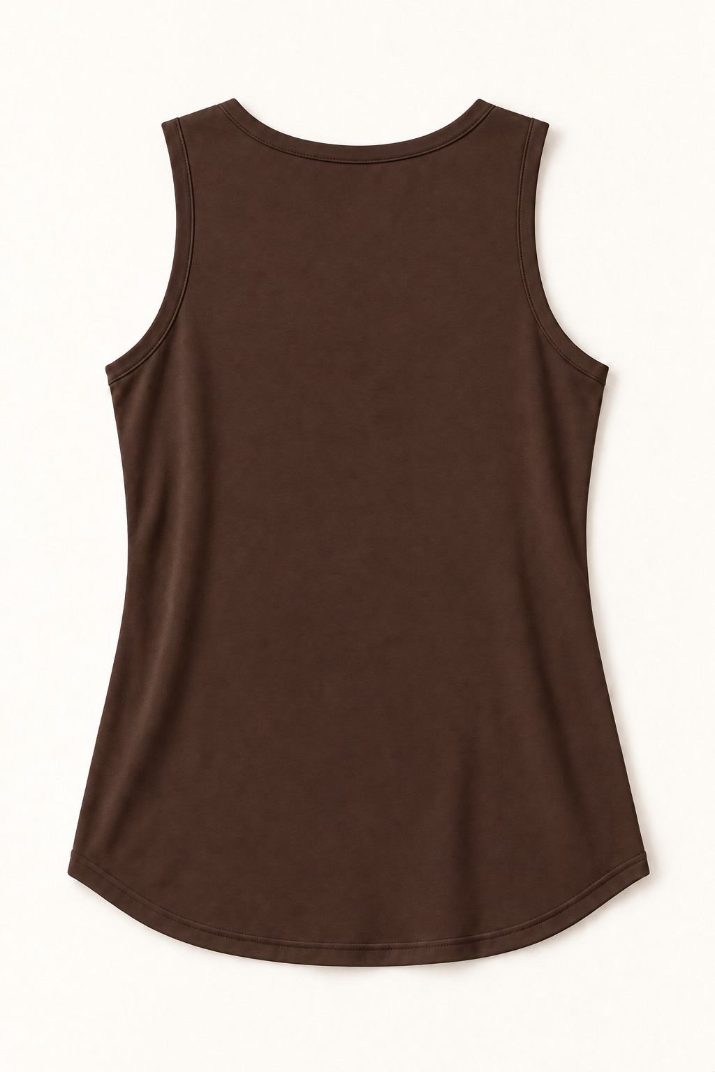 Coffee Brown cotton-stretch round-neck tank top, flat lay back