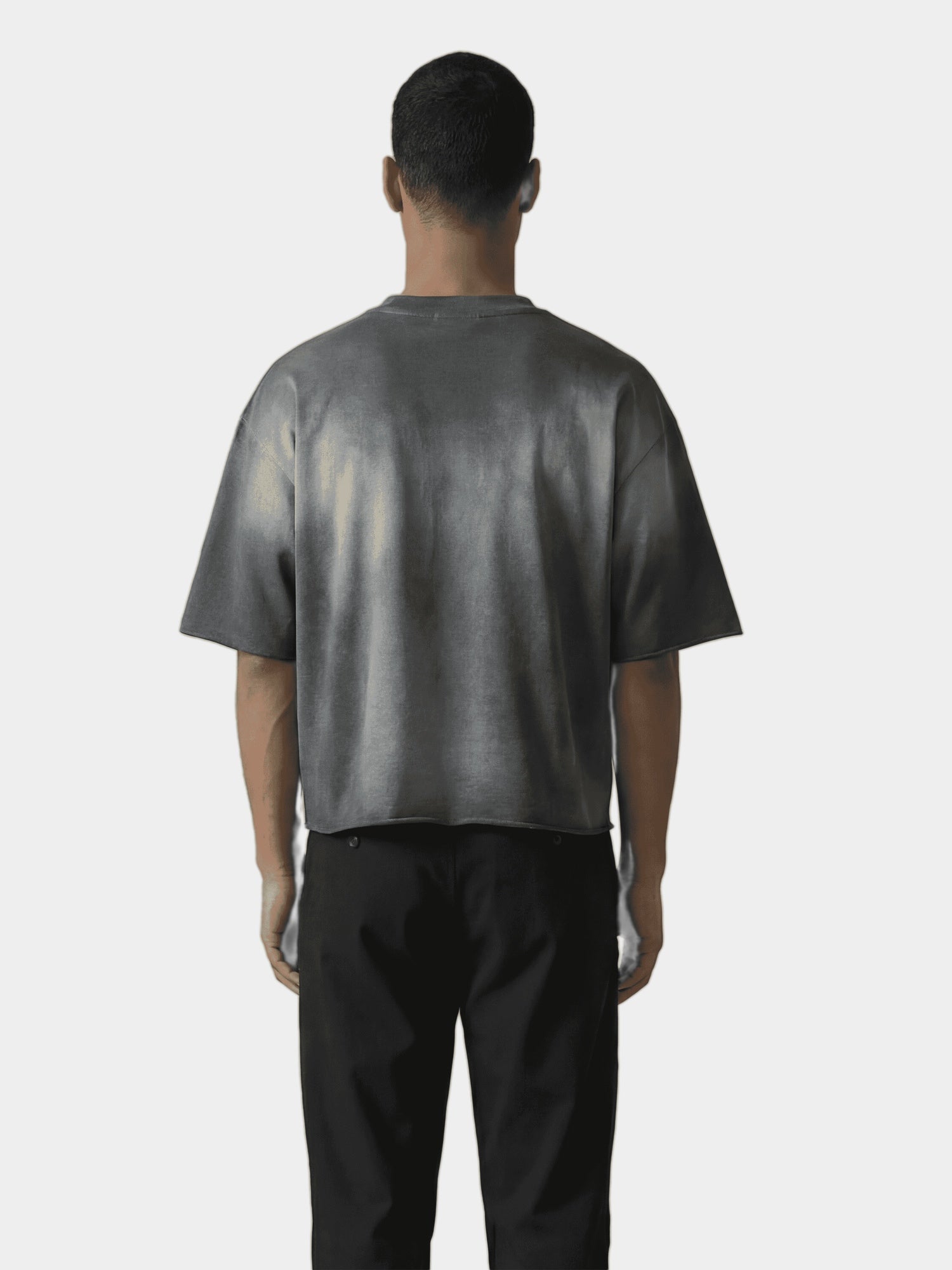 Cropped Washed Charcoal T-Shirt