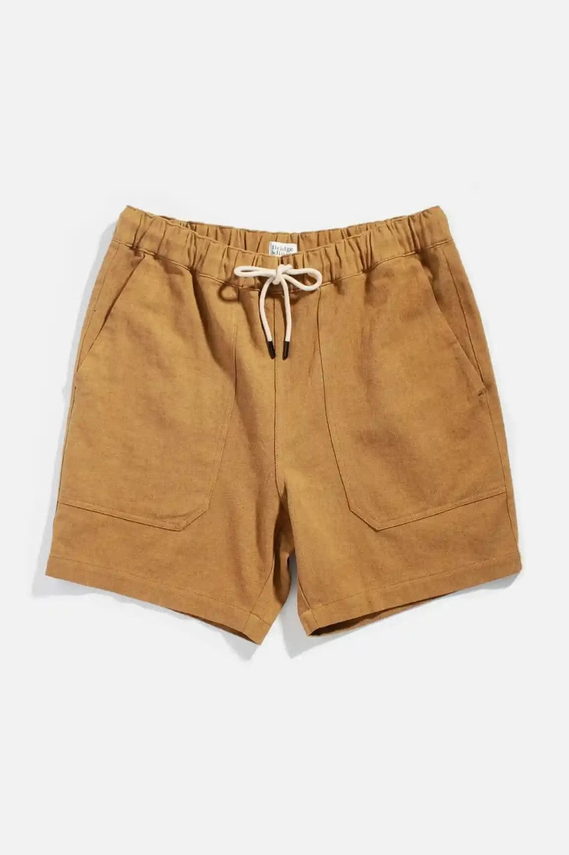 Desert Sand Palm Springs pull-on shorts in a linen-blend fabric with an elastic waistband and drawstring for comfort and style.