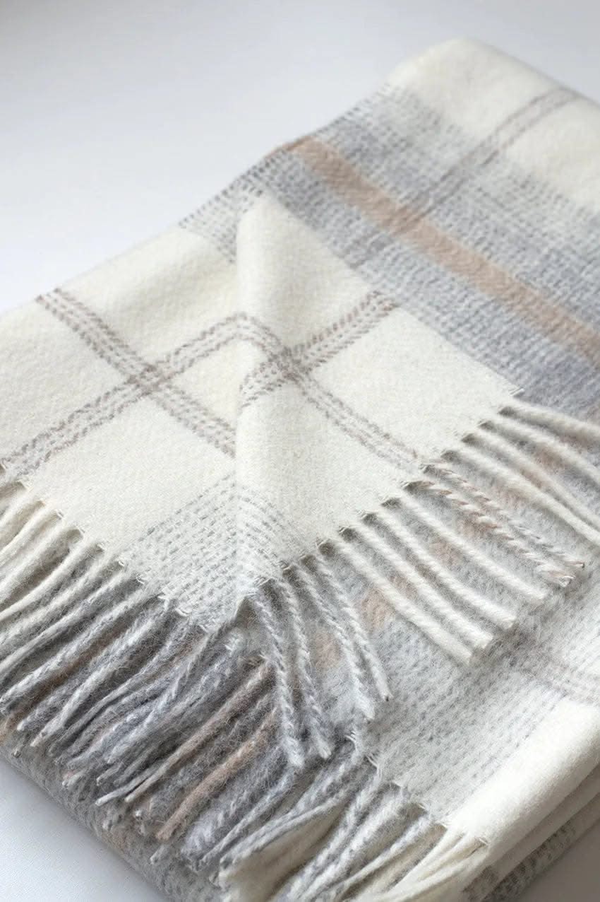 Primavera Alpaca-Wool Plaid Throw Blanket