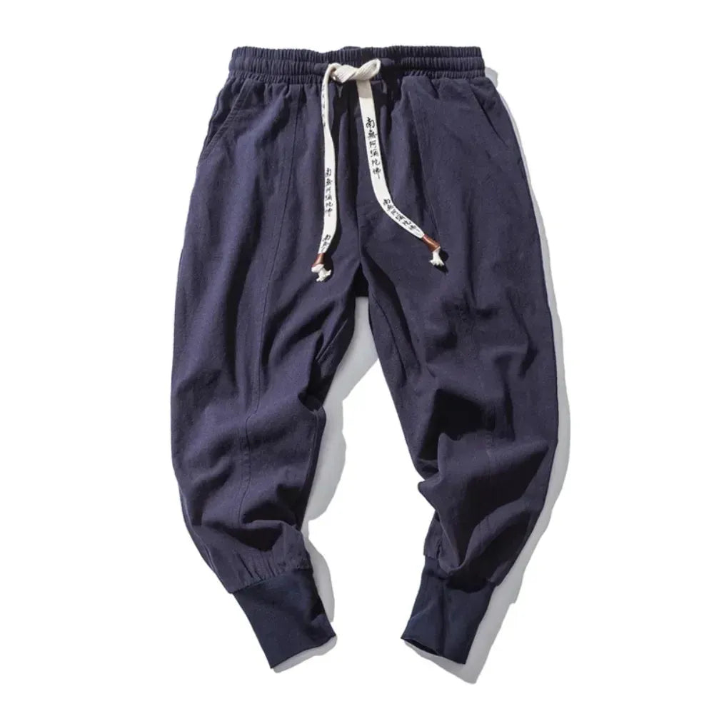 Men Harem Pants Cotton Linen - Casual Elastic Waist Joggers