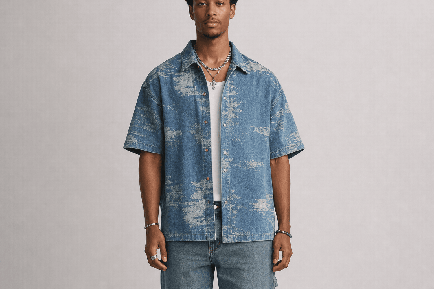 Blue Denim Cropped Shirt
