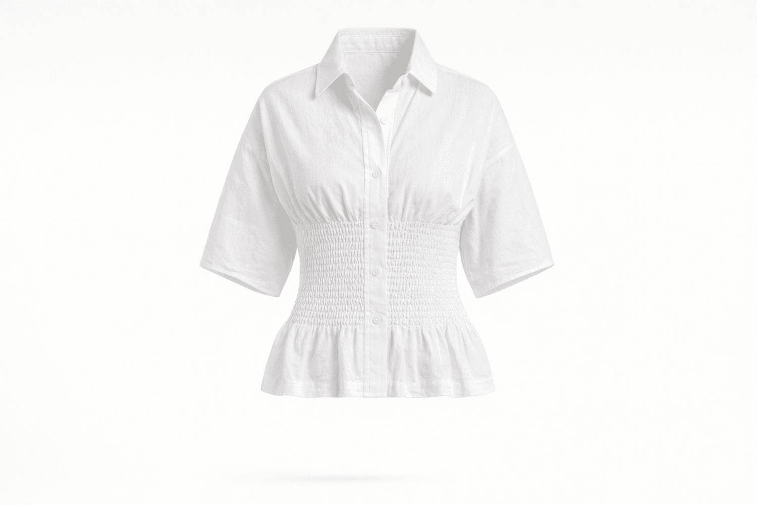 IdyllVie Cotton Batwing Sleeve Shirt in White shirt clean studio product image with refined IdyllVie styling