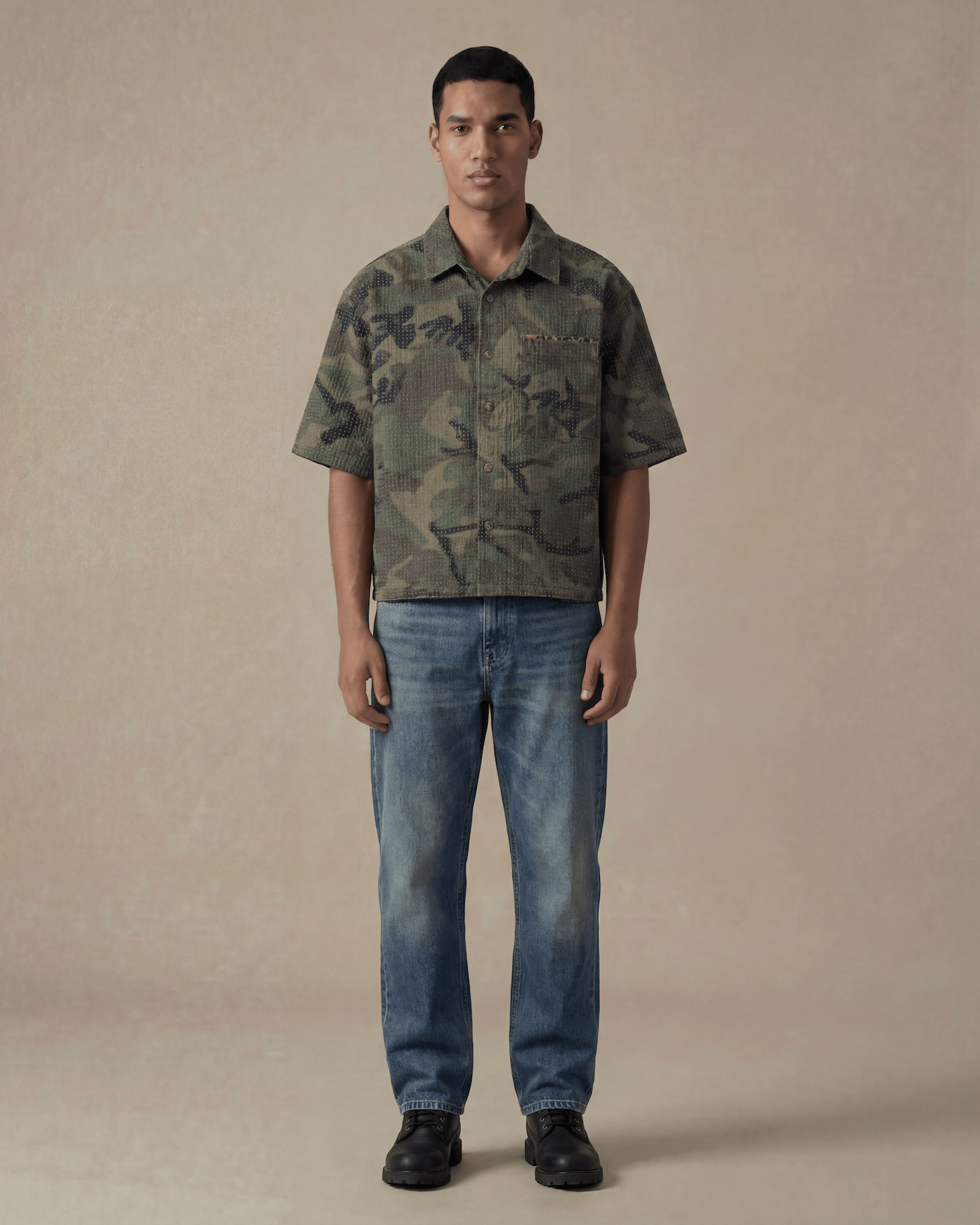 Camo Cotton Short Sleeve Shirt - camo cotton short sleeve shirt