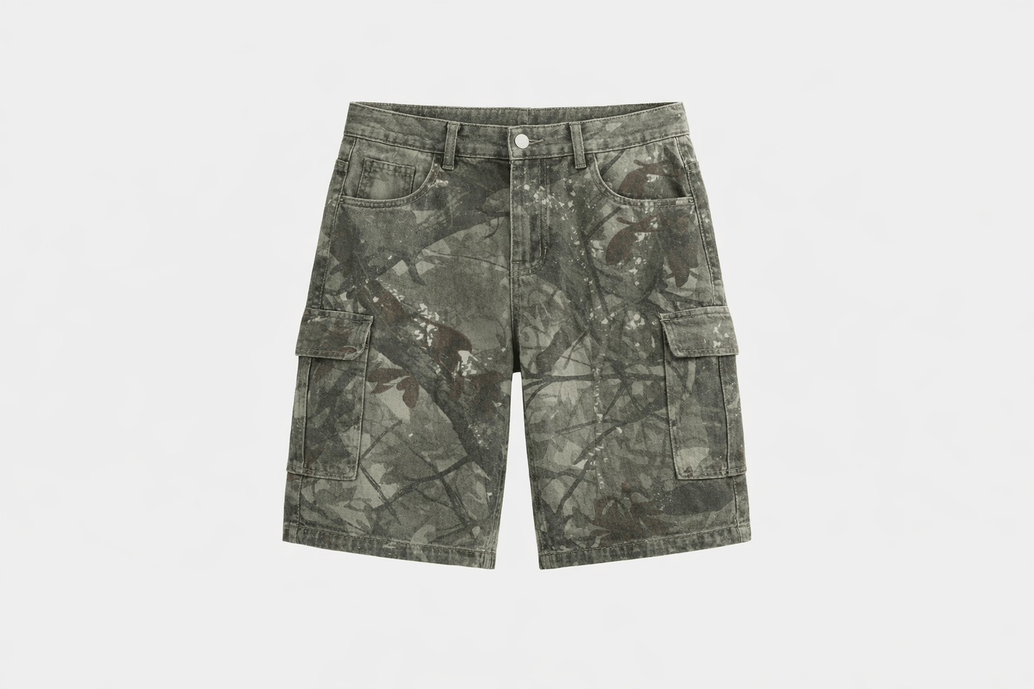 IdyllVie Green Camo Baggy Jorts for Summer Style