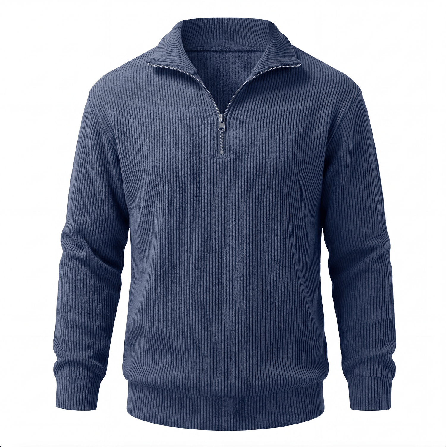 Cotton Corduroy Half-Zip Sweater