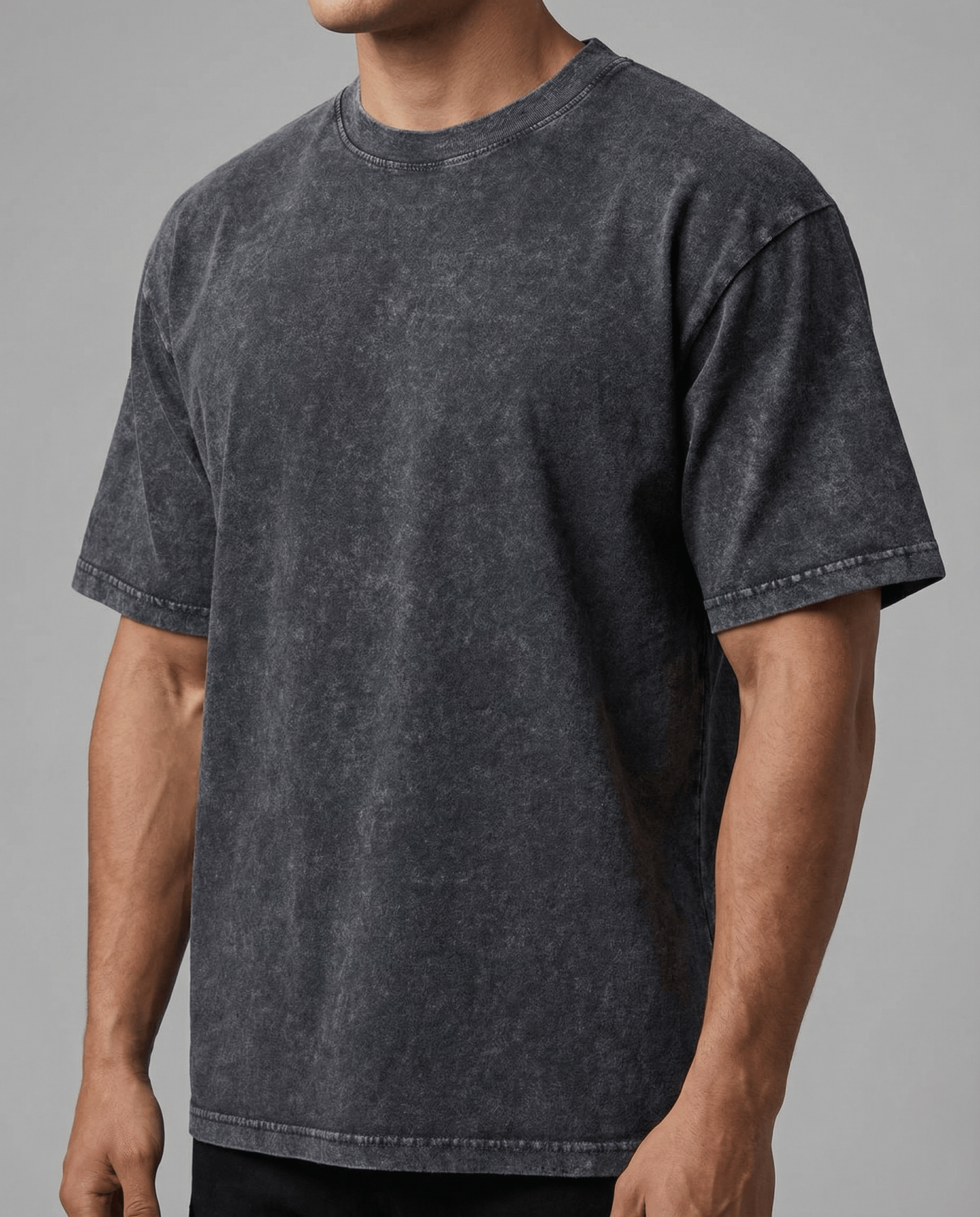 Classic Fit Stonewashed Crew Neck Cotton T-Shirt