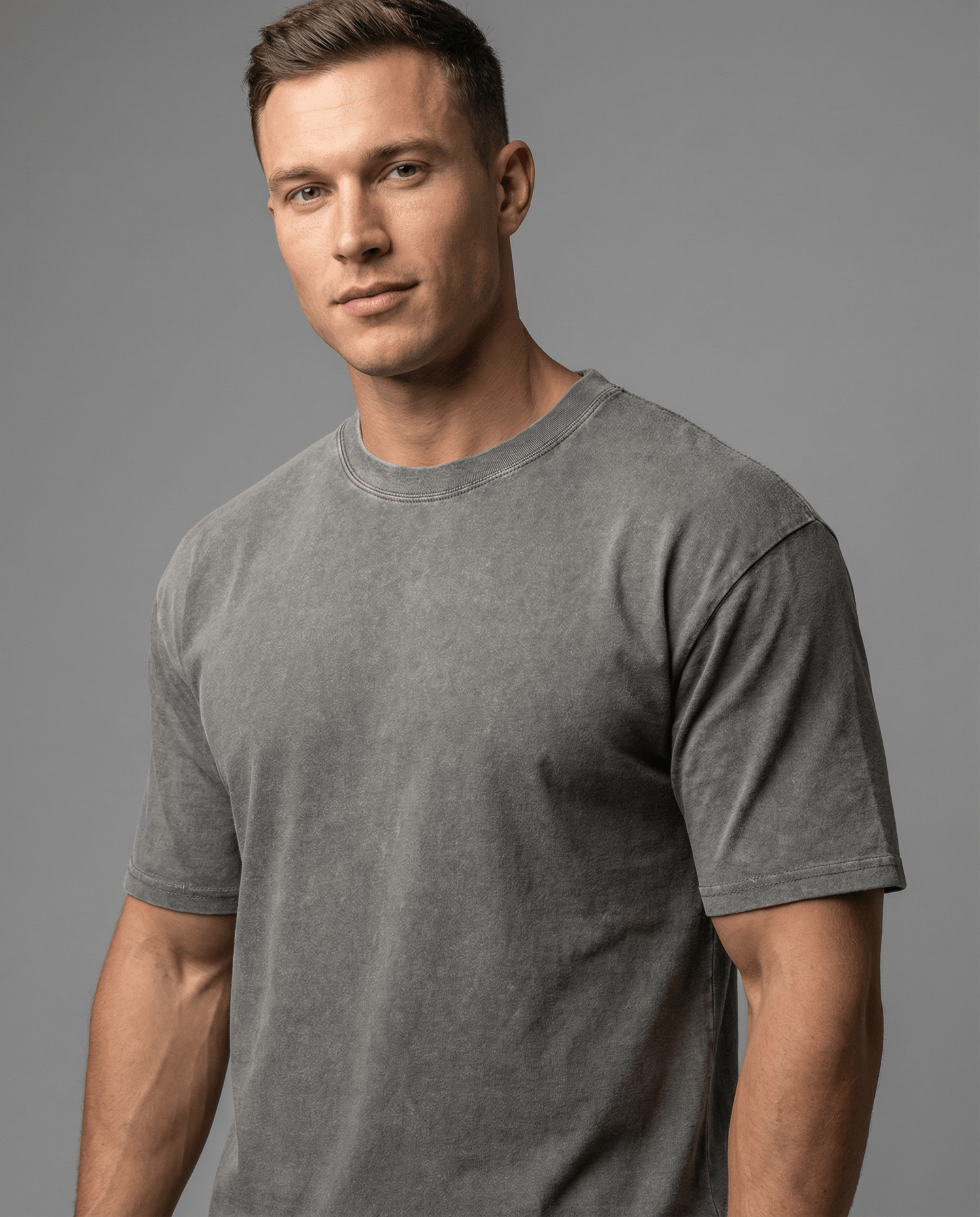Gray cotton T-shirt for men