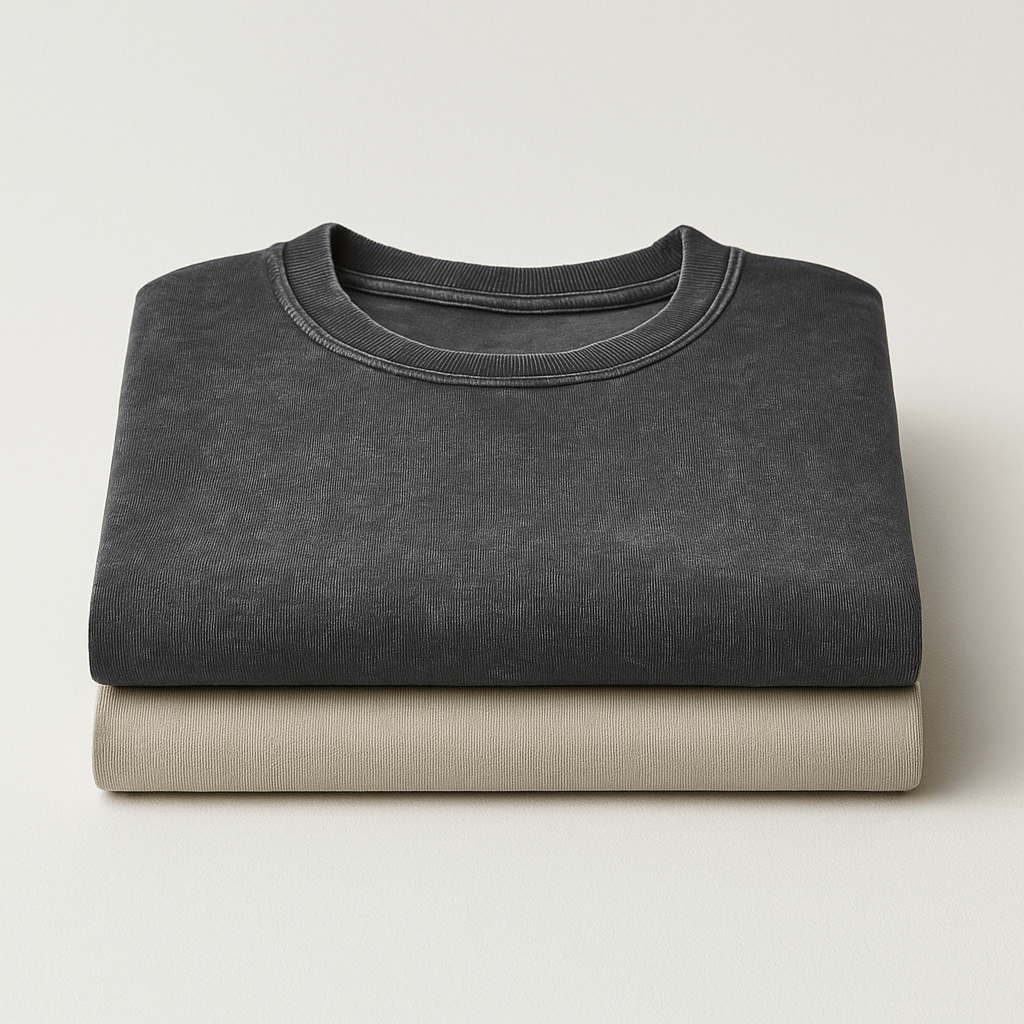 2 PACK STONEWASHED TEES - CHARCOAL & BEIGE