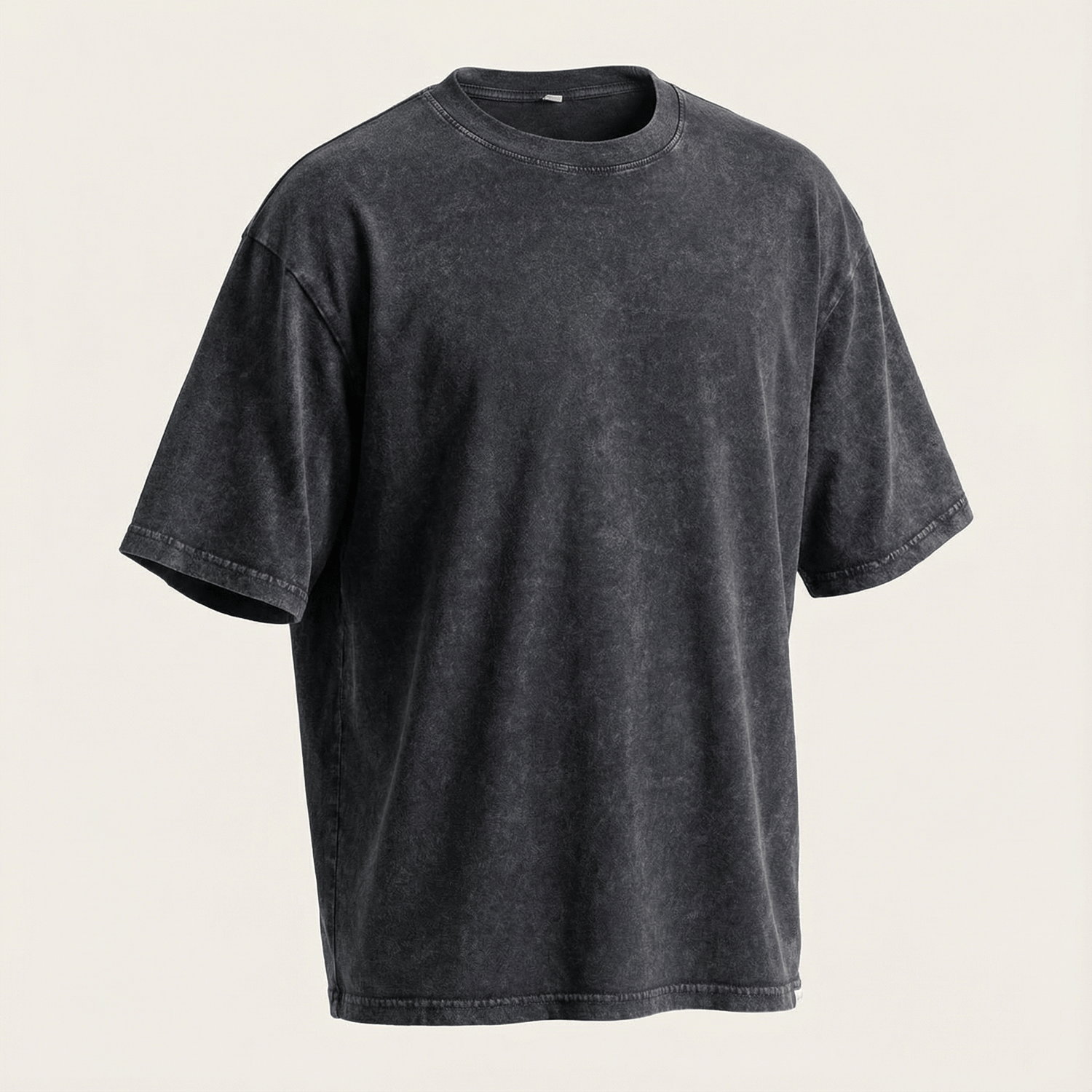 Classic Fit Stonewashed Crew Neck Cotton T-Shirt