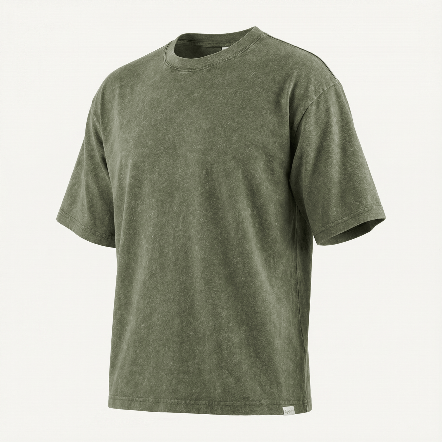 Stonewashed cotton T-Shirt in green, casual apparel for men