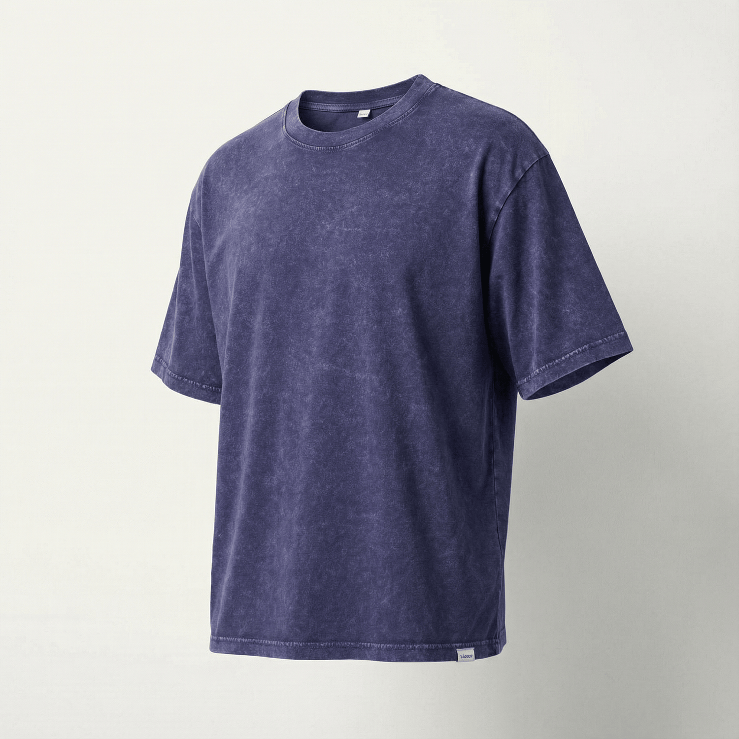 Set of colorful vintage-style cotton T-Shirts in blue, beige, black, green, and gray