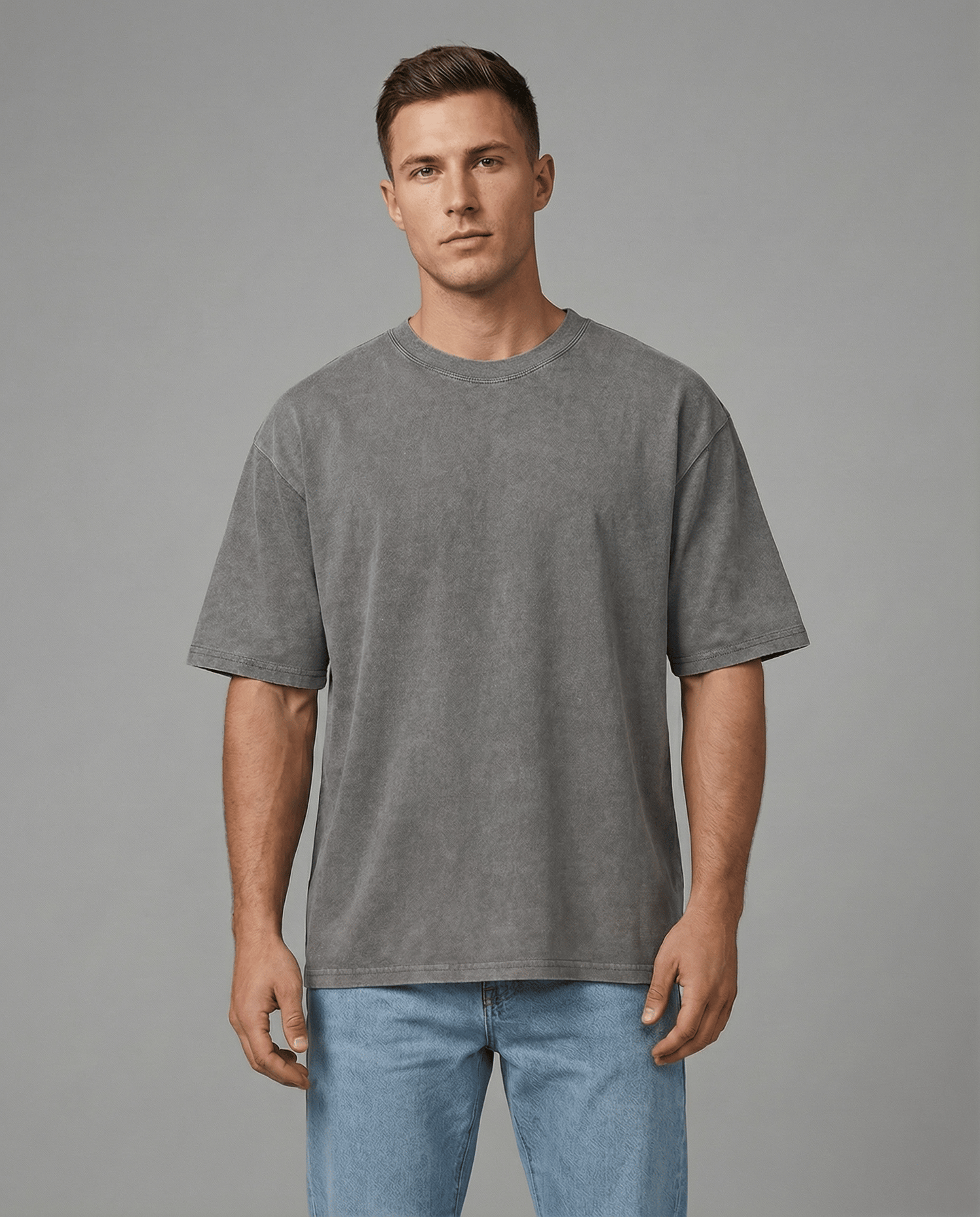 Gray acid wash T-Shirt, relaxed fit men's apparel