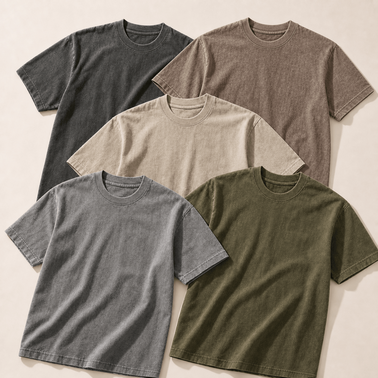 5-Pack Classic Fit Stonewashed Cotton T-Shirts