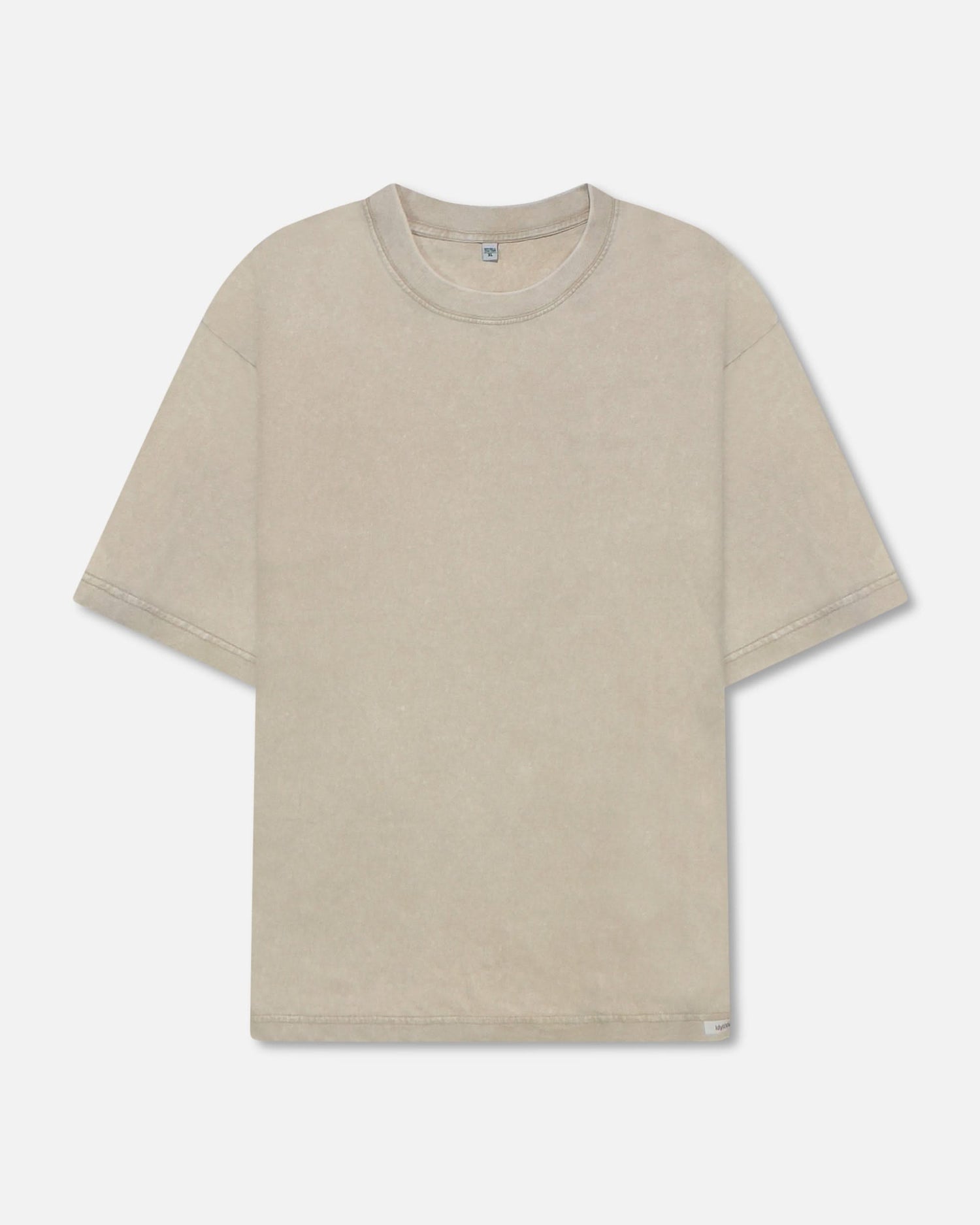 Beige Stonewashed Crew Neck T-Shirt