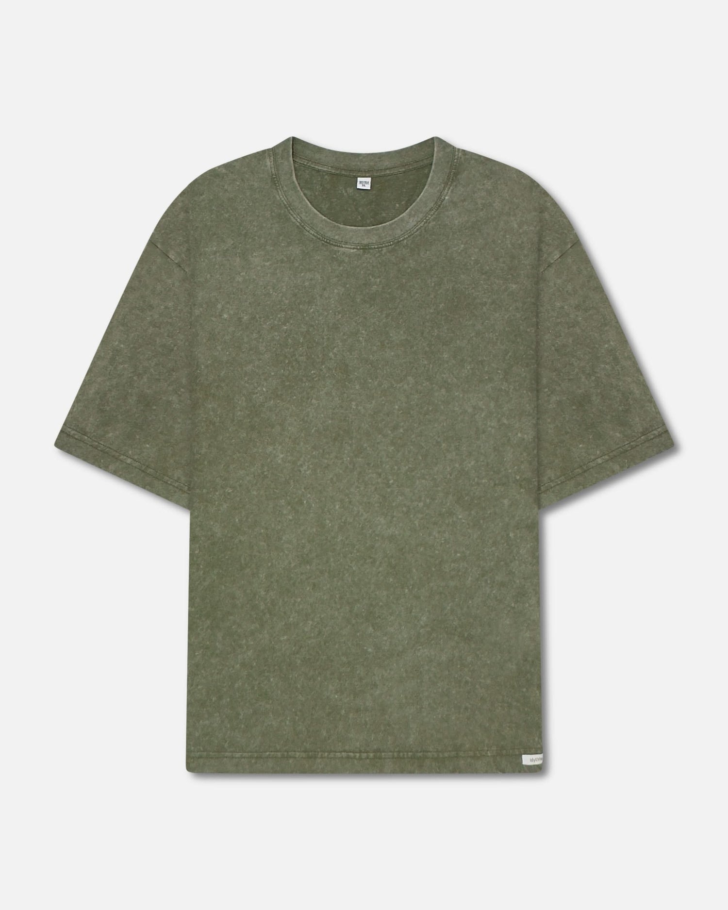 Men's Organic Cotton T-Shirt in olive green stonewashed finish, designed for comfort and durability in a 3 pack set.