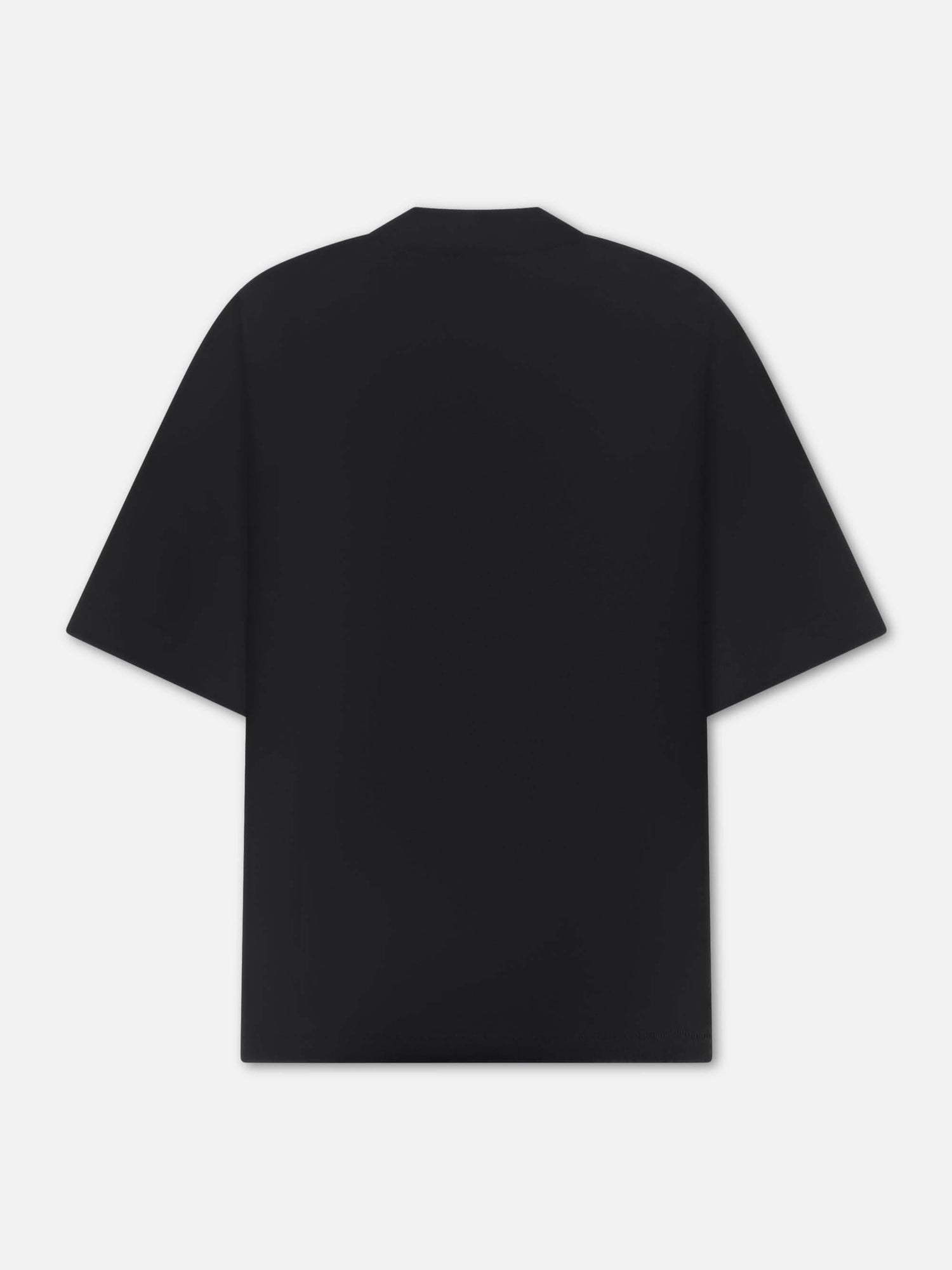Back view of the Mock Neck Cotton T-Shirt in black, highlighting its clean silhouette and premium cotton fabric for everyday wear.