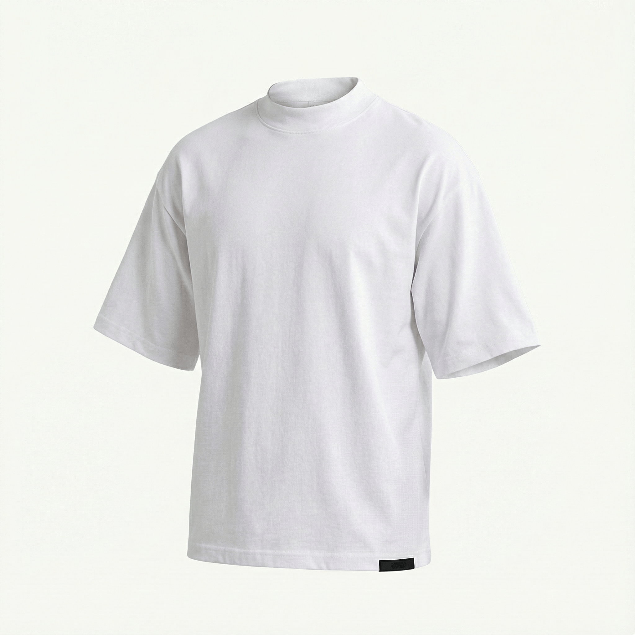 White Mock Neck Tee - Cotton Mock Neck T-Shirt by IdyllVie White Mock Neck Tee - Cotton Mock Neck T-Shirt by IdyllVie