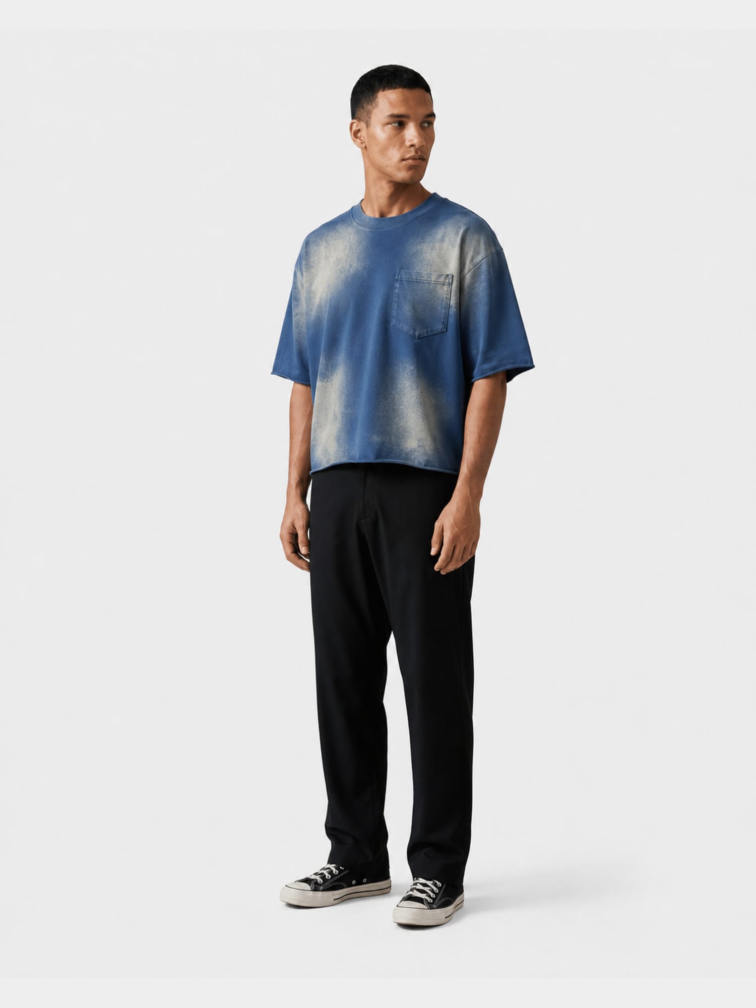 Cropped Washed Blue T-Shirt