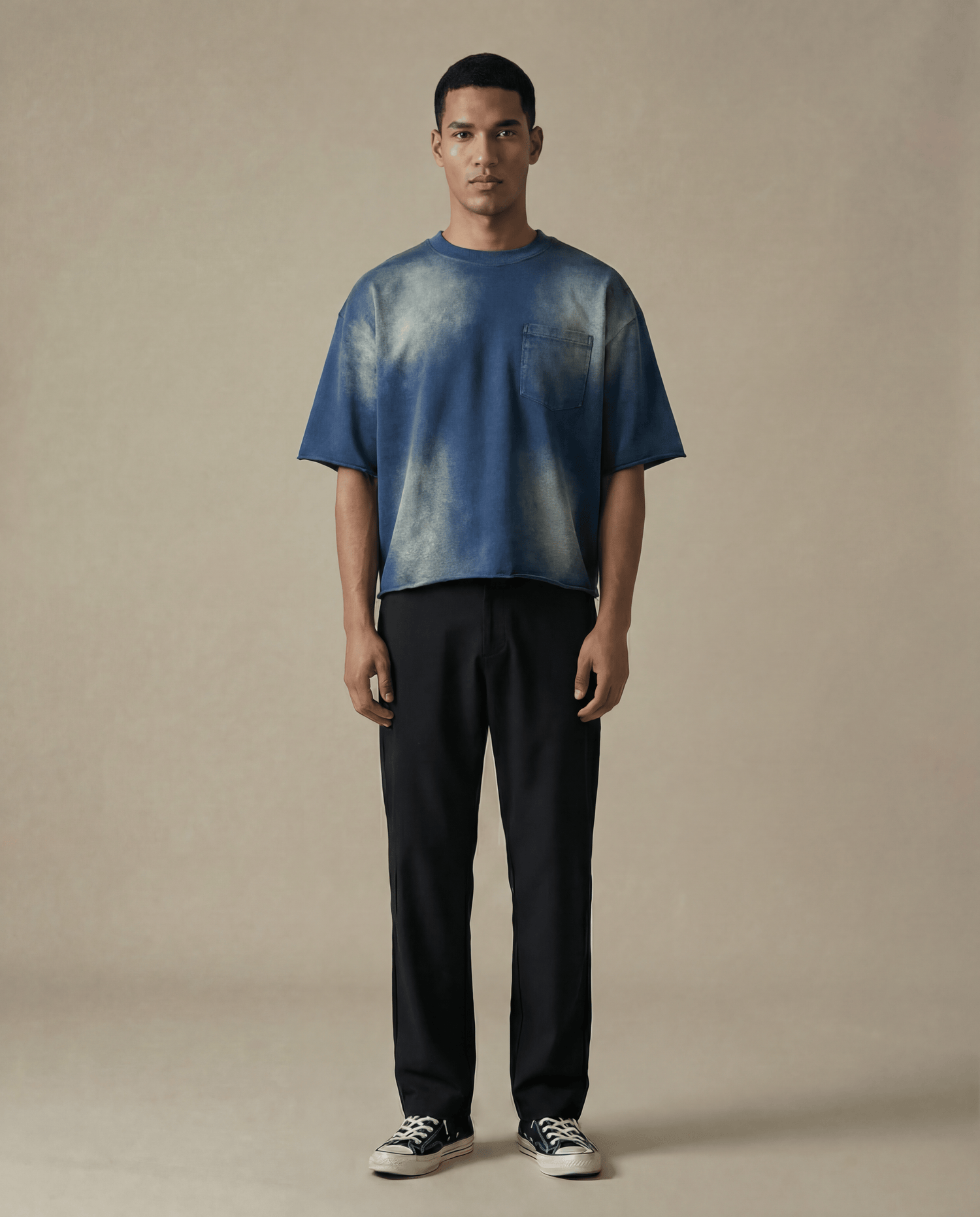 Cropped Washed Blue T-Shirt