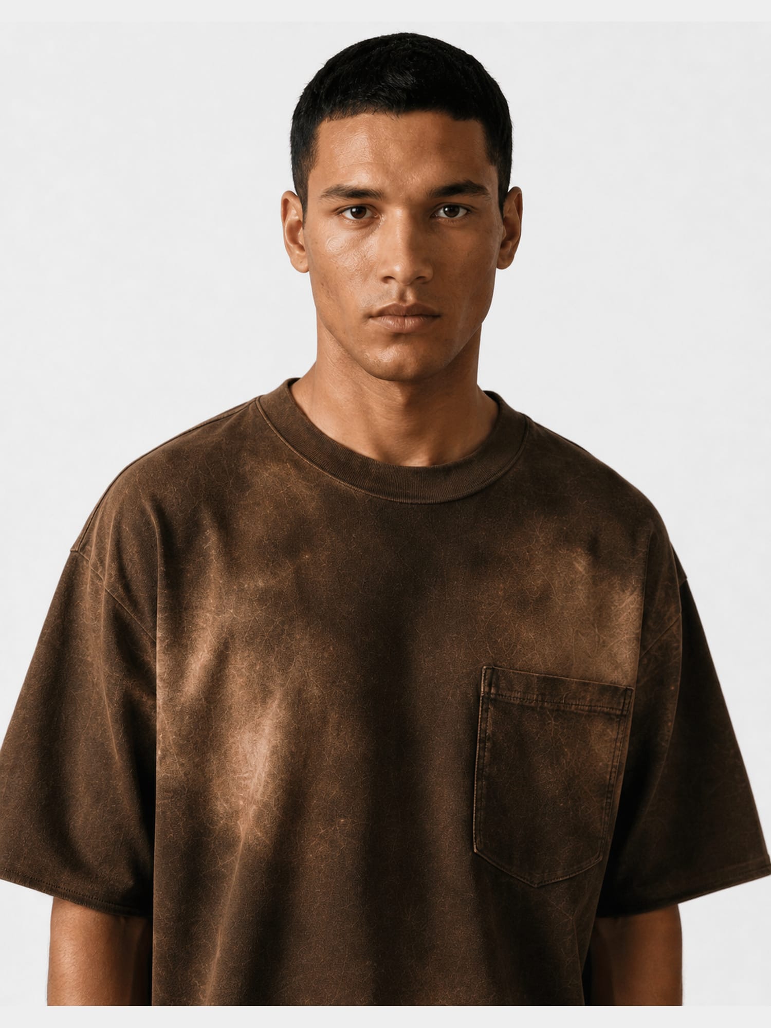 Cropped Washed Brown T-Shirt
