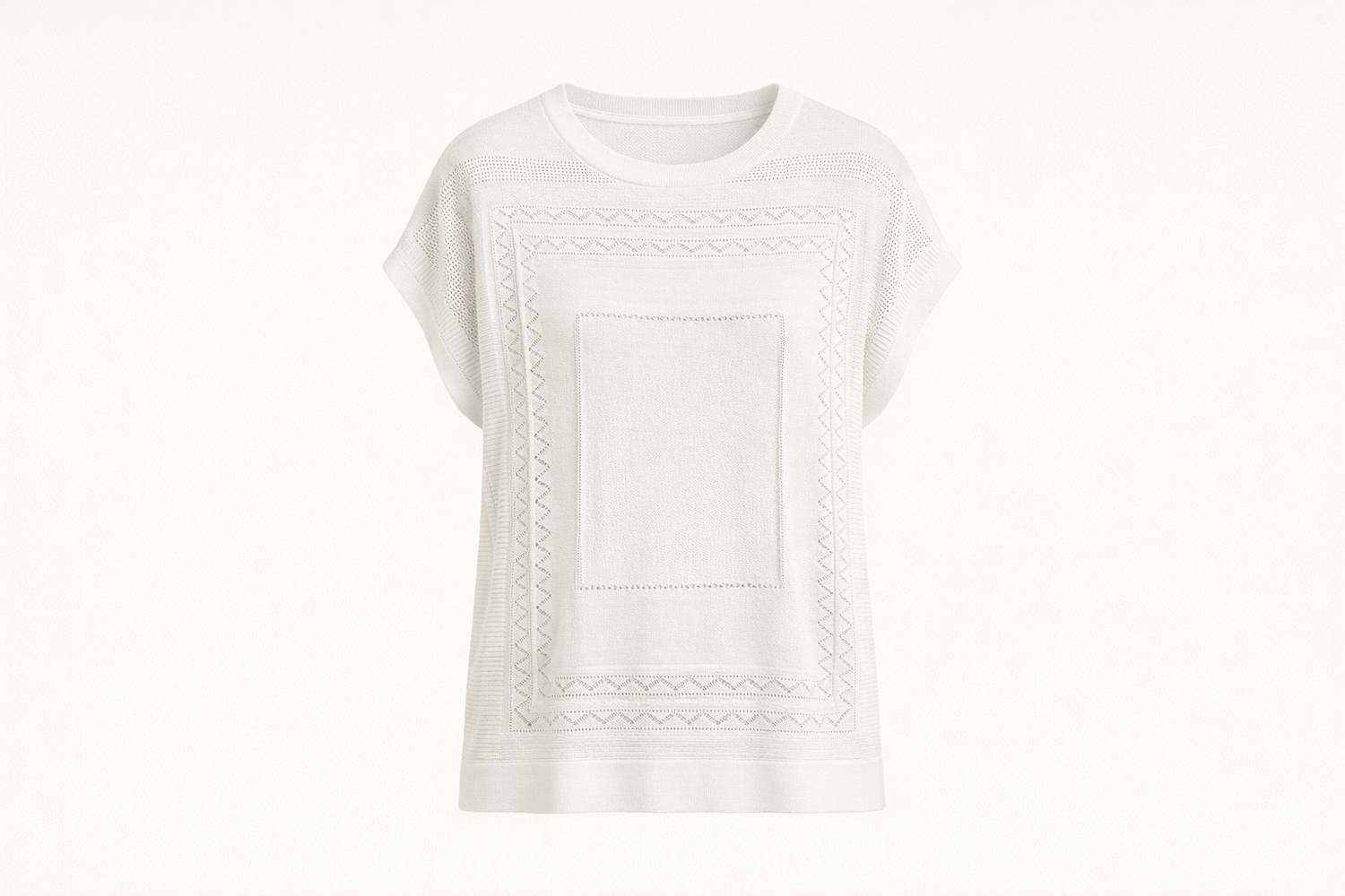 IdyllVie White Viscose Batwing Sleeve T-Shirt in White t-shirt foundation studio front product with refined IdyllVie styling
