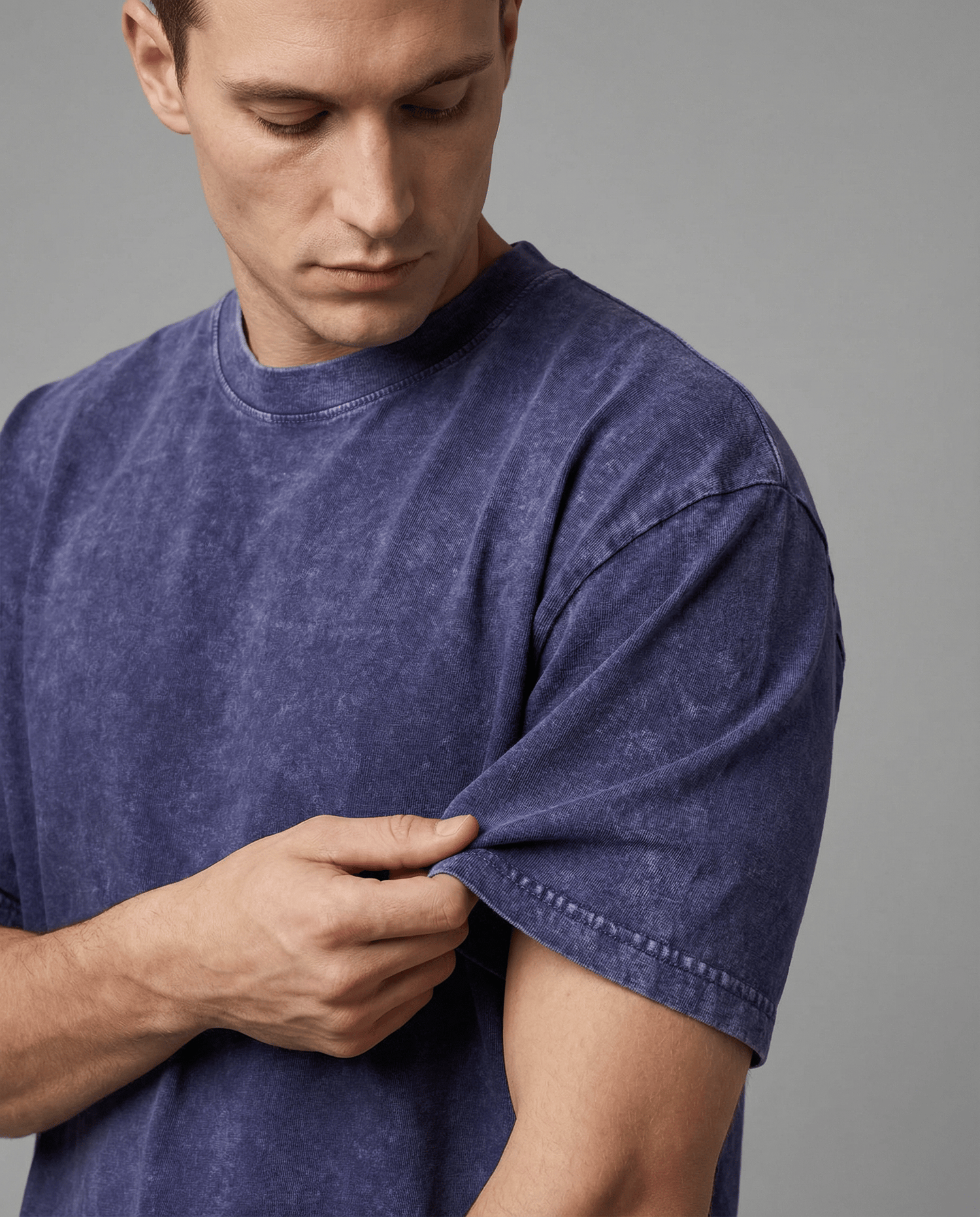 Classic Fit Stonewashed Crew Neck Cotton T-Shirt