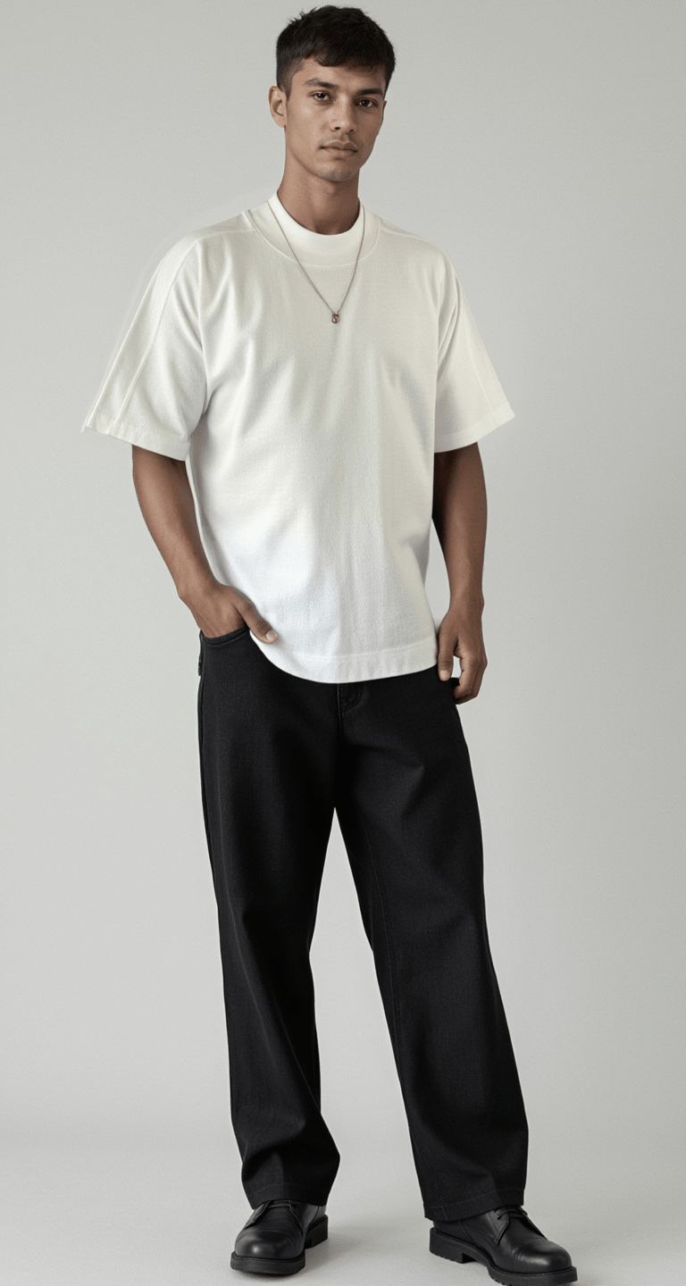 White Mock Neck T-shirt