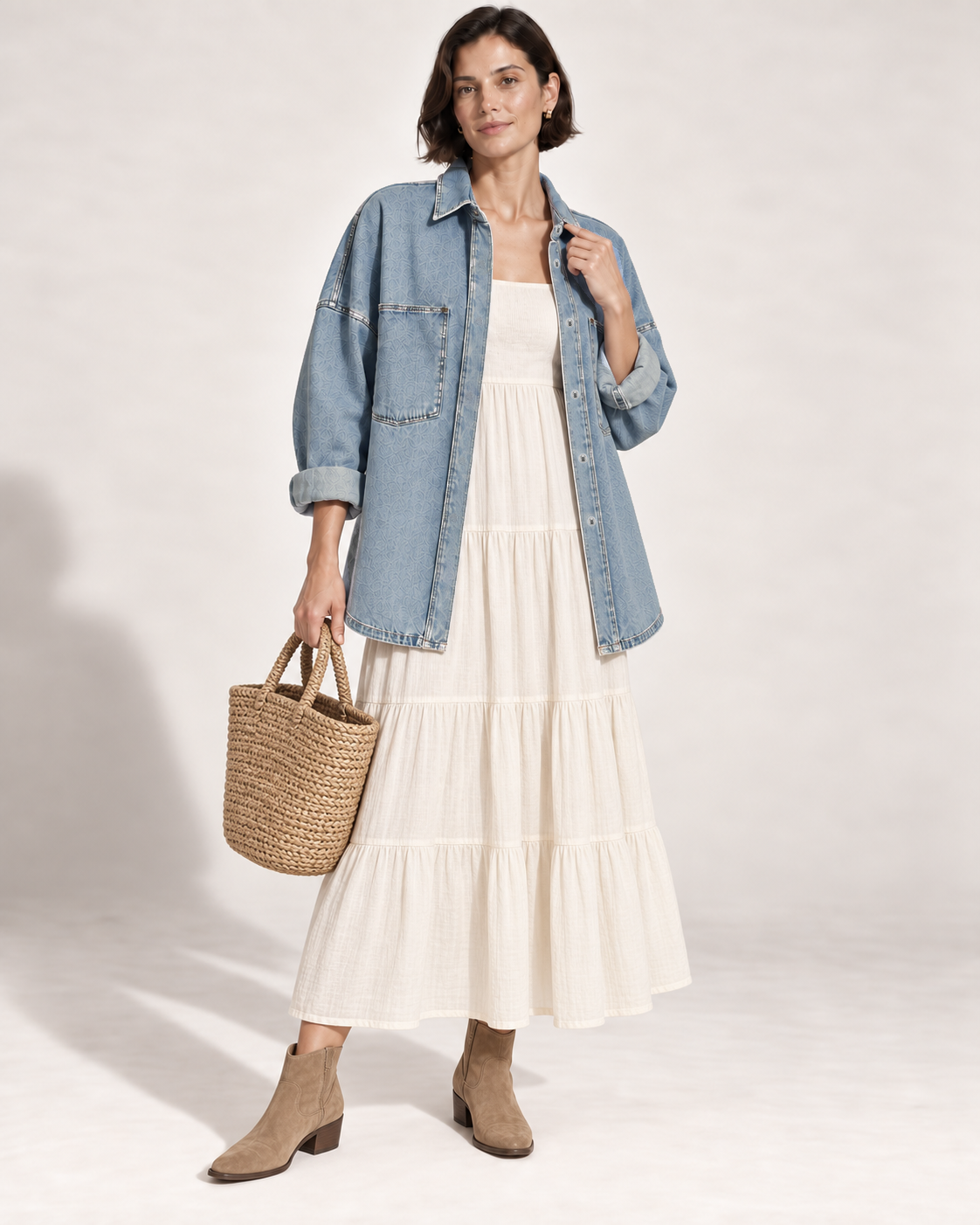 Surchemise en jean lavé à boutons-pression IdyllVie