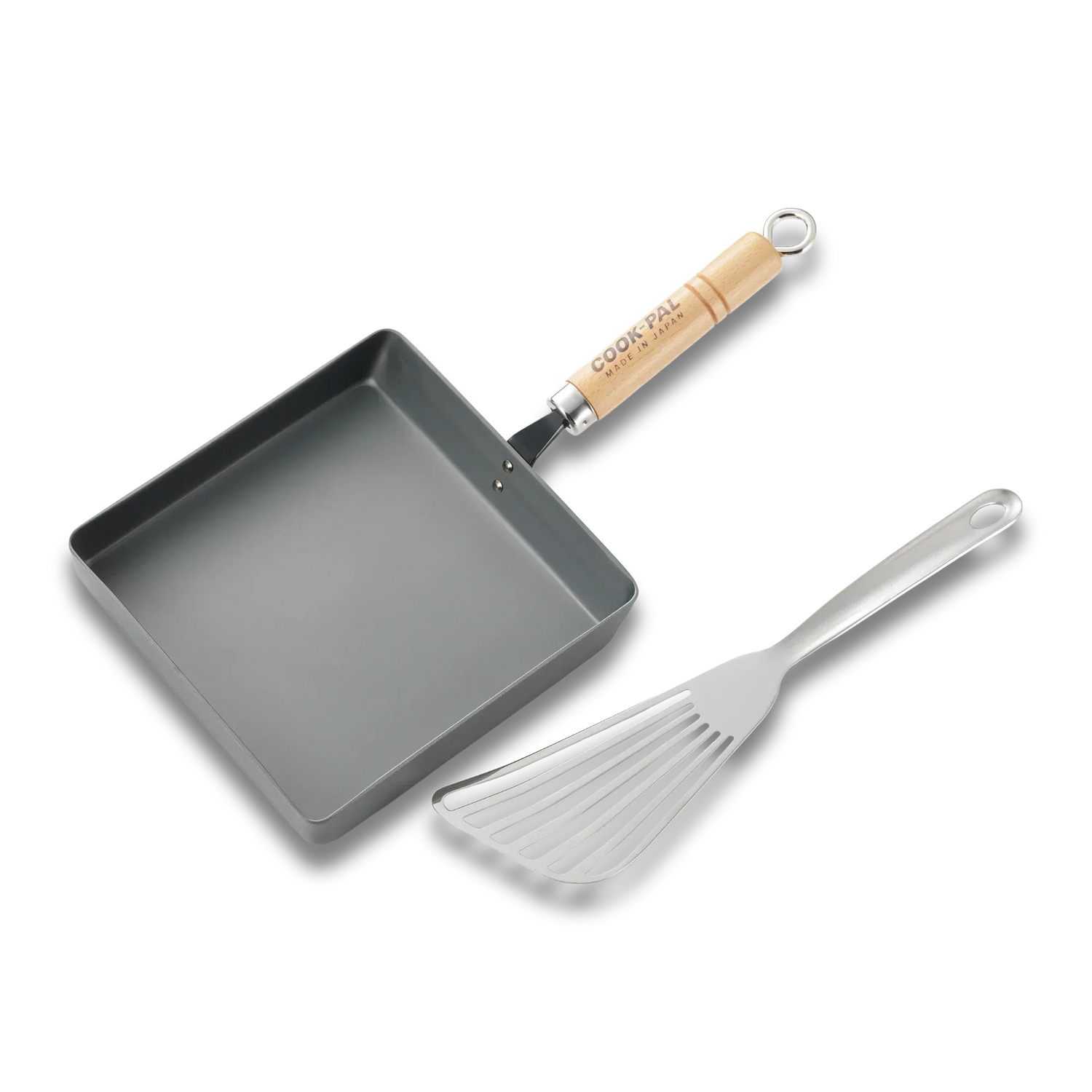 Yoshikawa Cook-Pal Ren Rolled Egg/Omelet Pan (Large)– Nitrided Carbon Steel, Made in Japan in wood, alternate product view showing cookware
