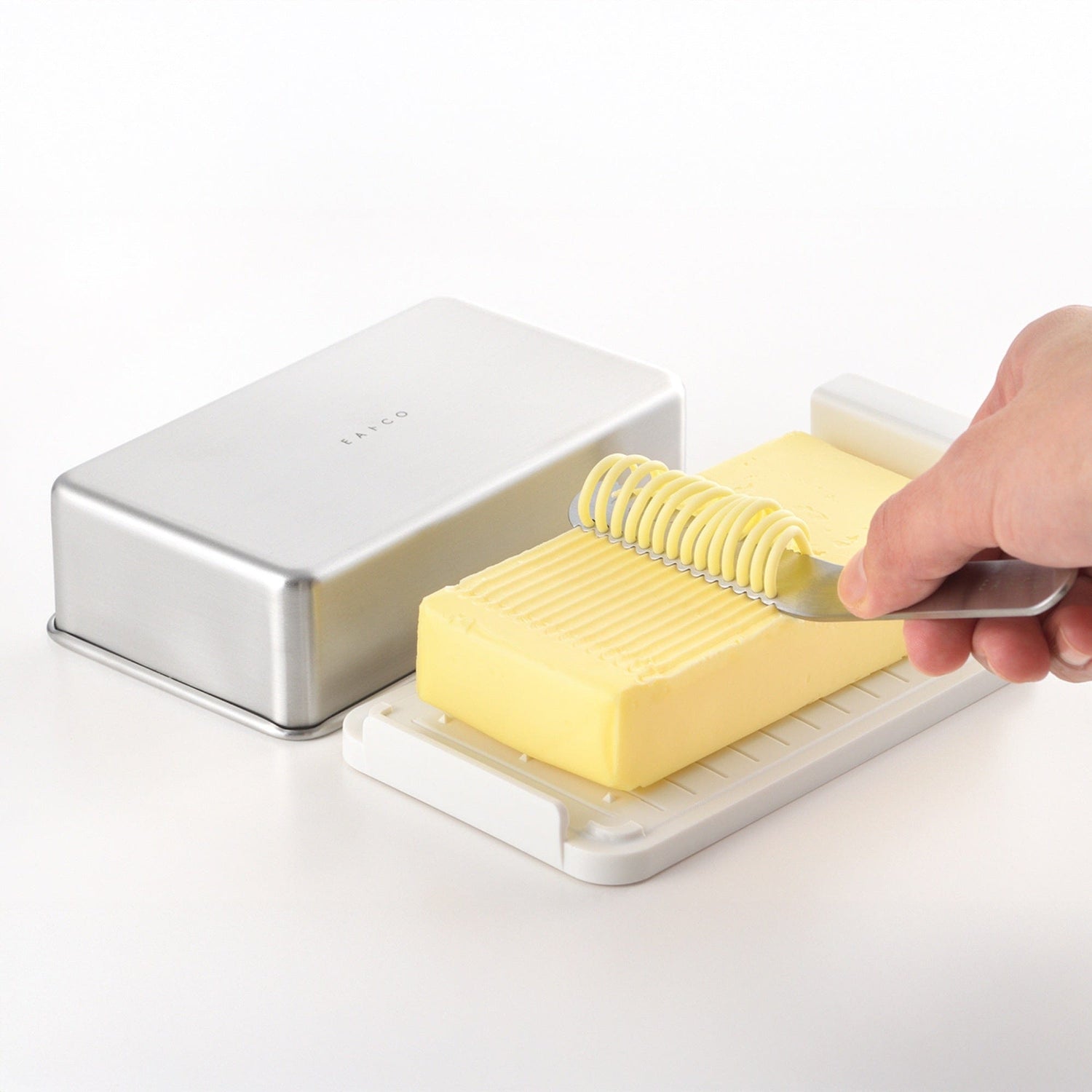 Boîte à beurre Eatoco Japan – Couvercle en acier inoxydable avec plateau doseur