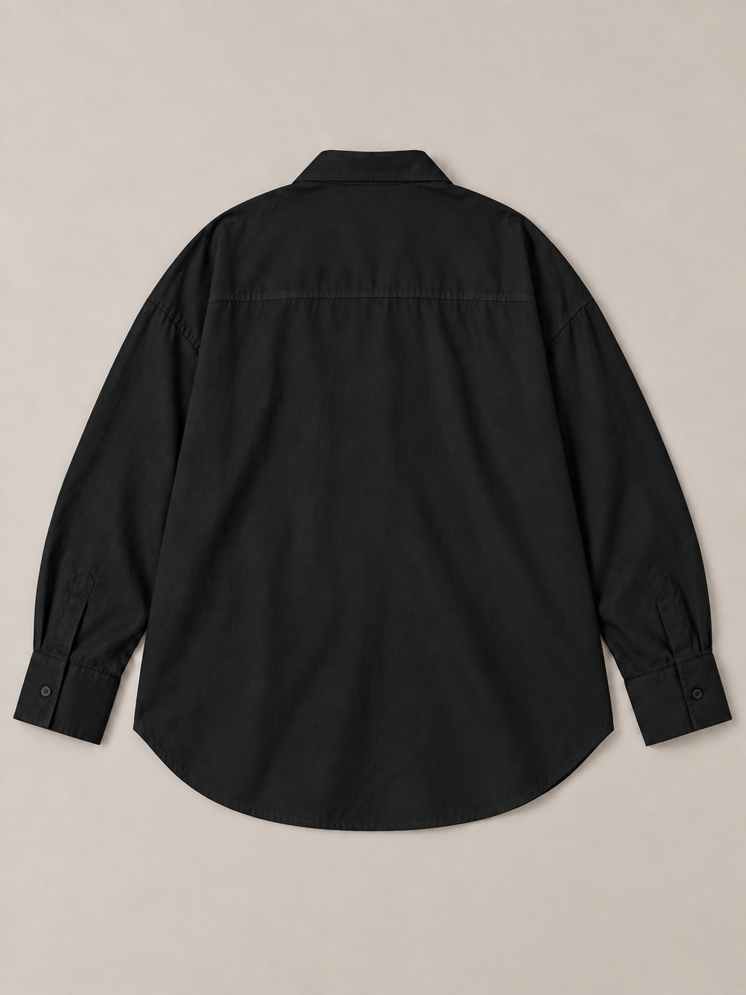 Black Curve button-up shirt shown flat from the back; Curve size range 0XL–4XL.