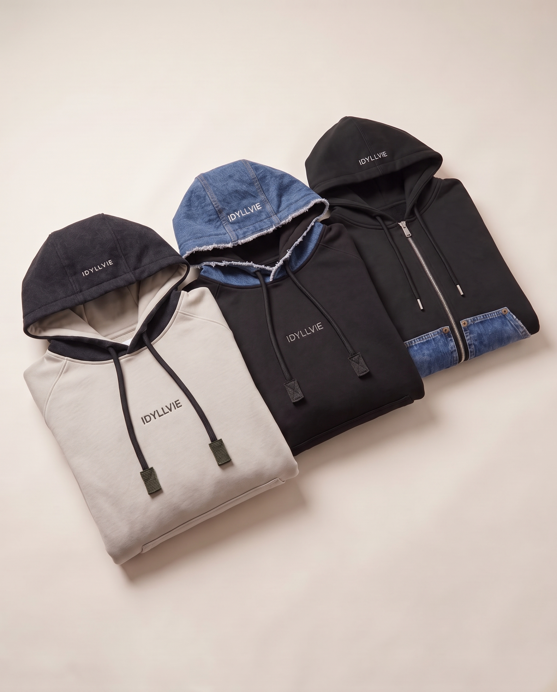 A closer look at the Hutton black and denim panels