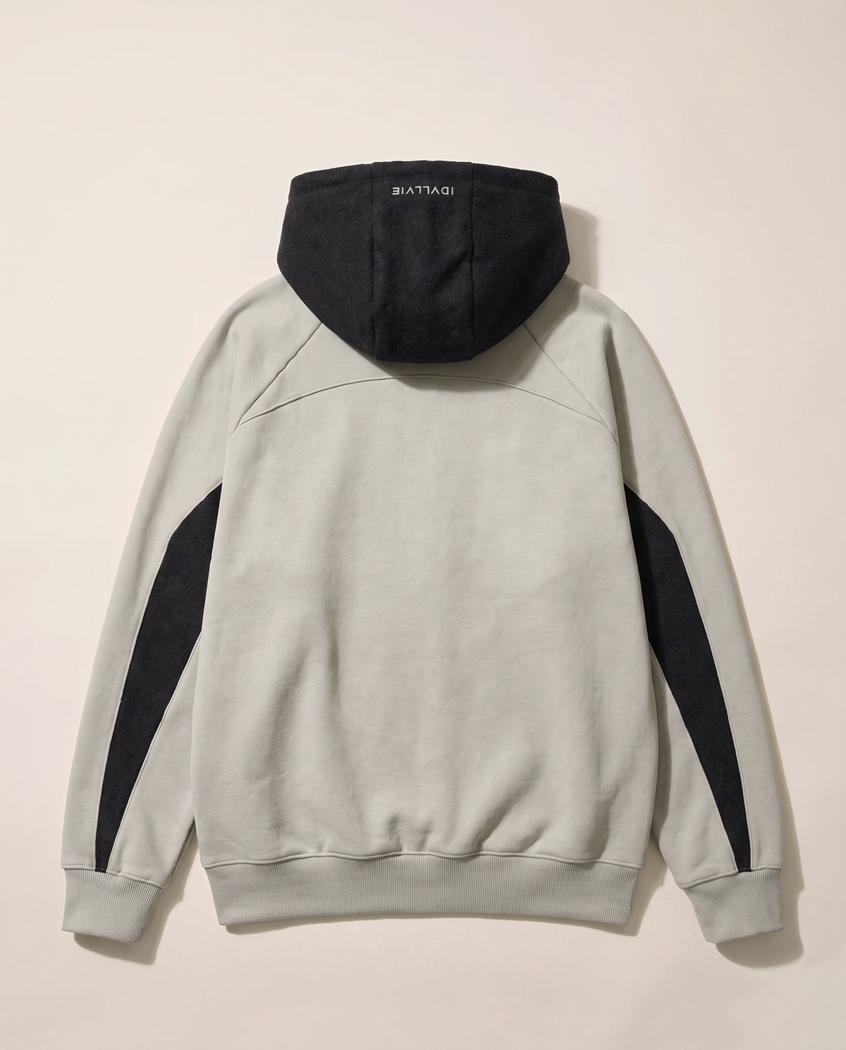 Hutton Cotton & Merino Panelled Hoodie — flat lay back