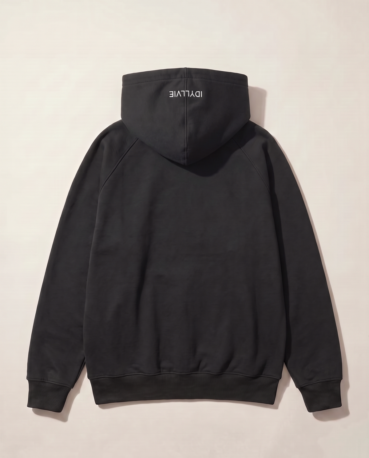 Camden Denim Pocket Zip Hoodie — Black flat lay back