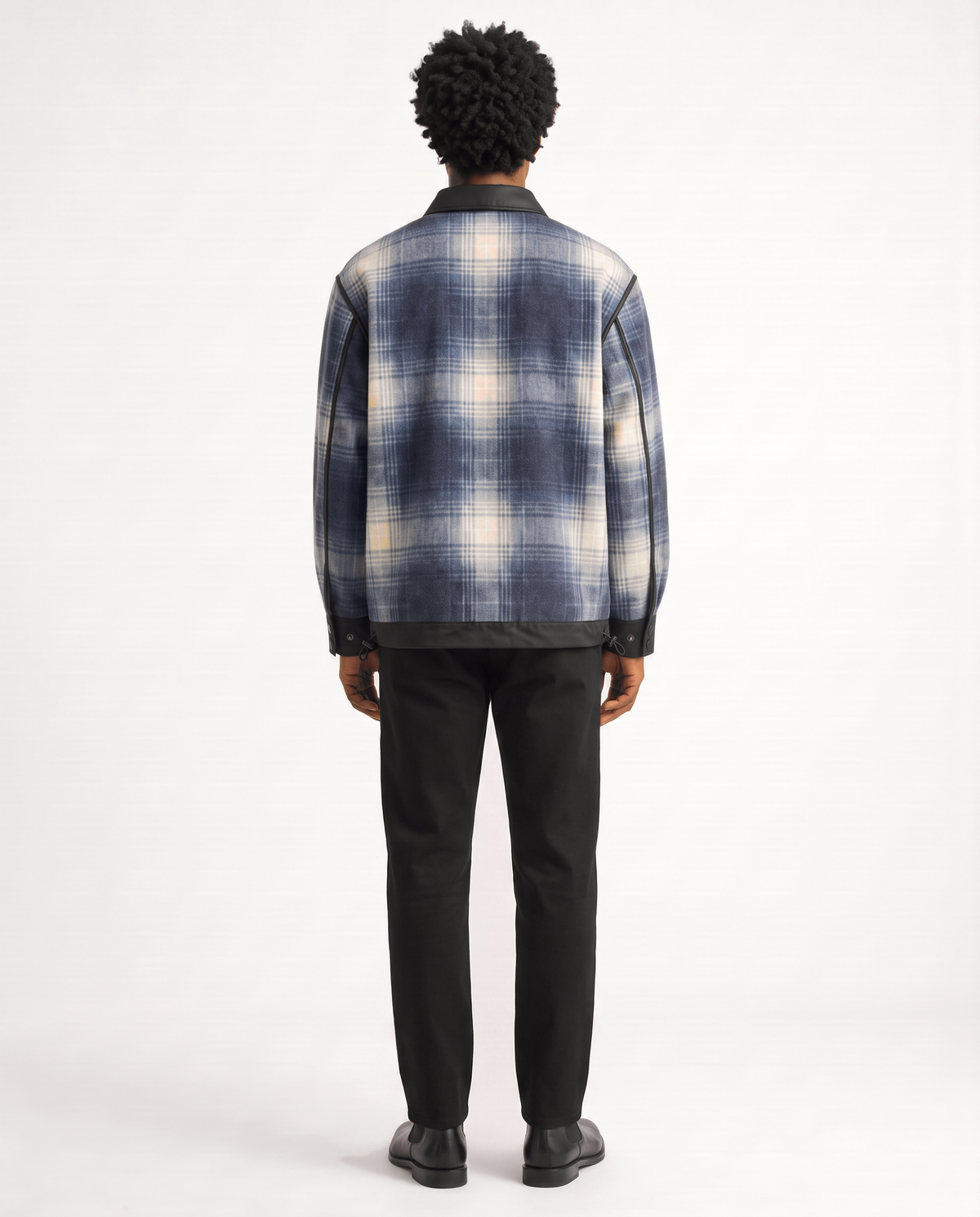 Annex Plaid Overshirt — Blue on-model back