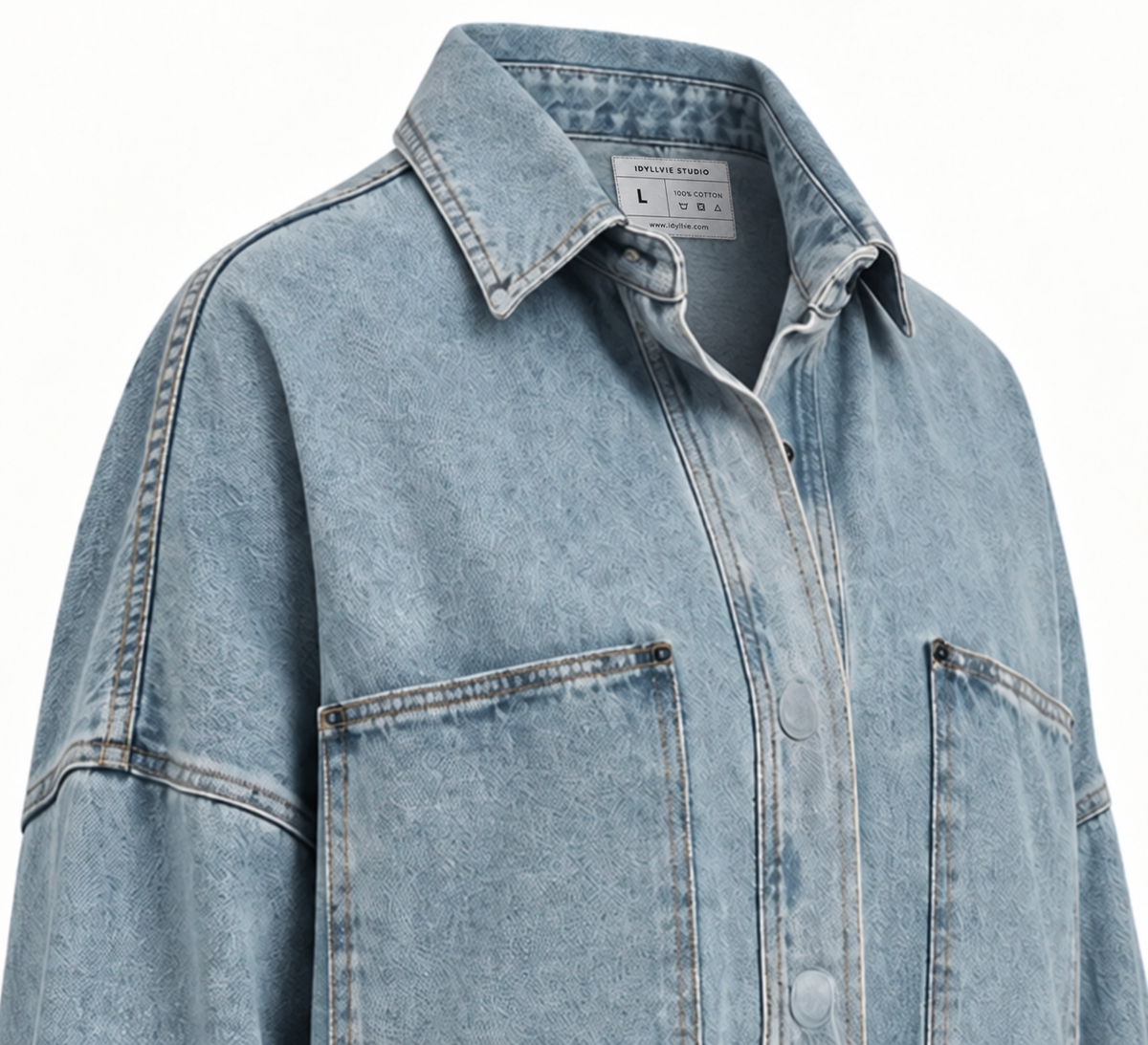 Surchemise en jean lavé à boutons-pression IdyllVie