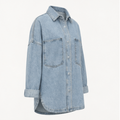 IdyllVie Washed Snap Button Denim Shacket