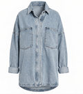 IdyllVie Washed Snap Button Denim Shacket