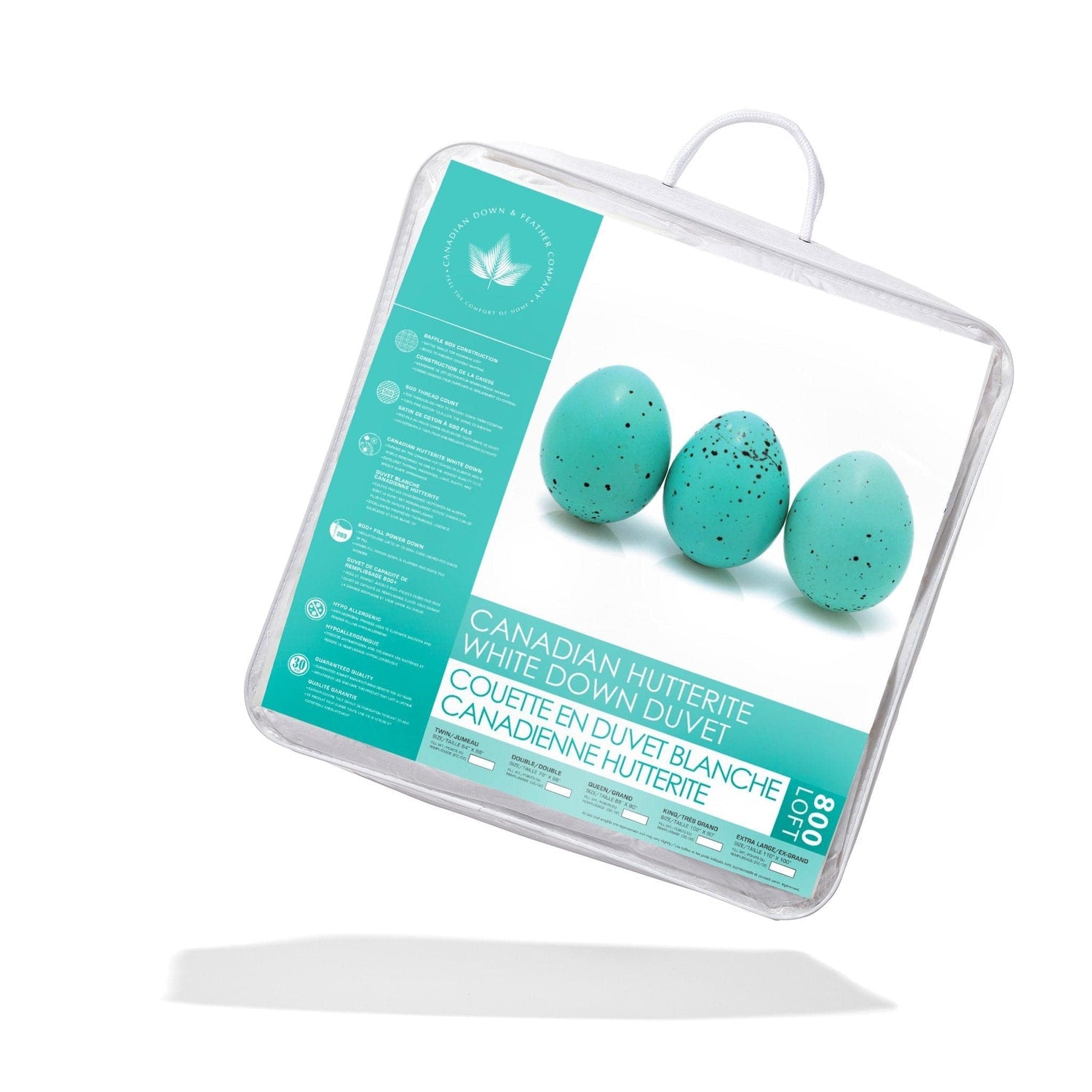 Couette en duvet blanc Loft Hutterite 800