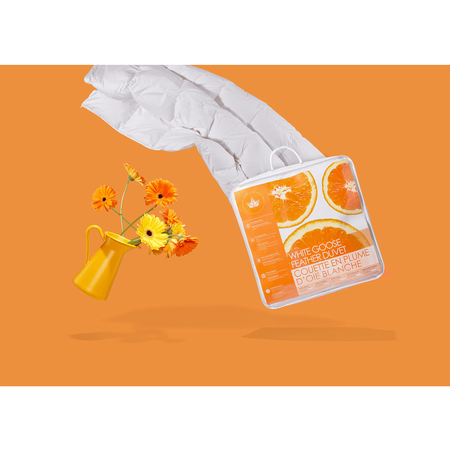 Couette en plumes d'oie blanche