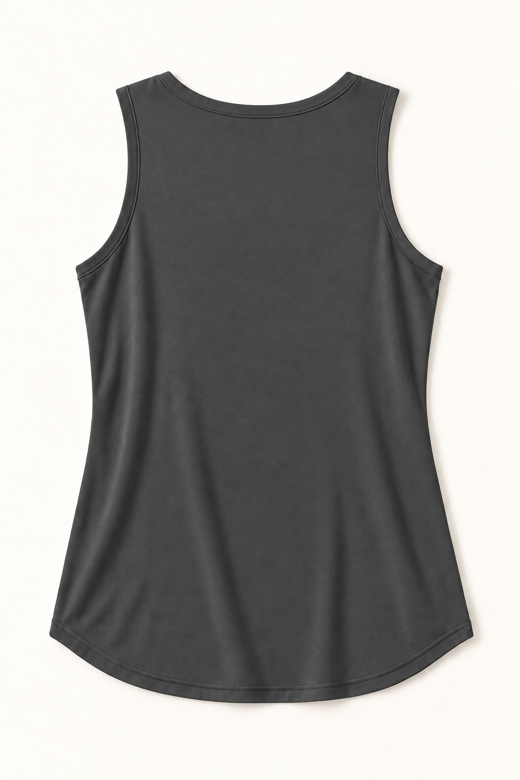 Dark Grey cotton-stretch round-neck tank top, flat lay back